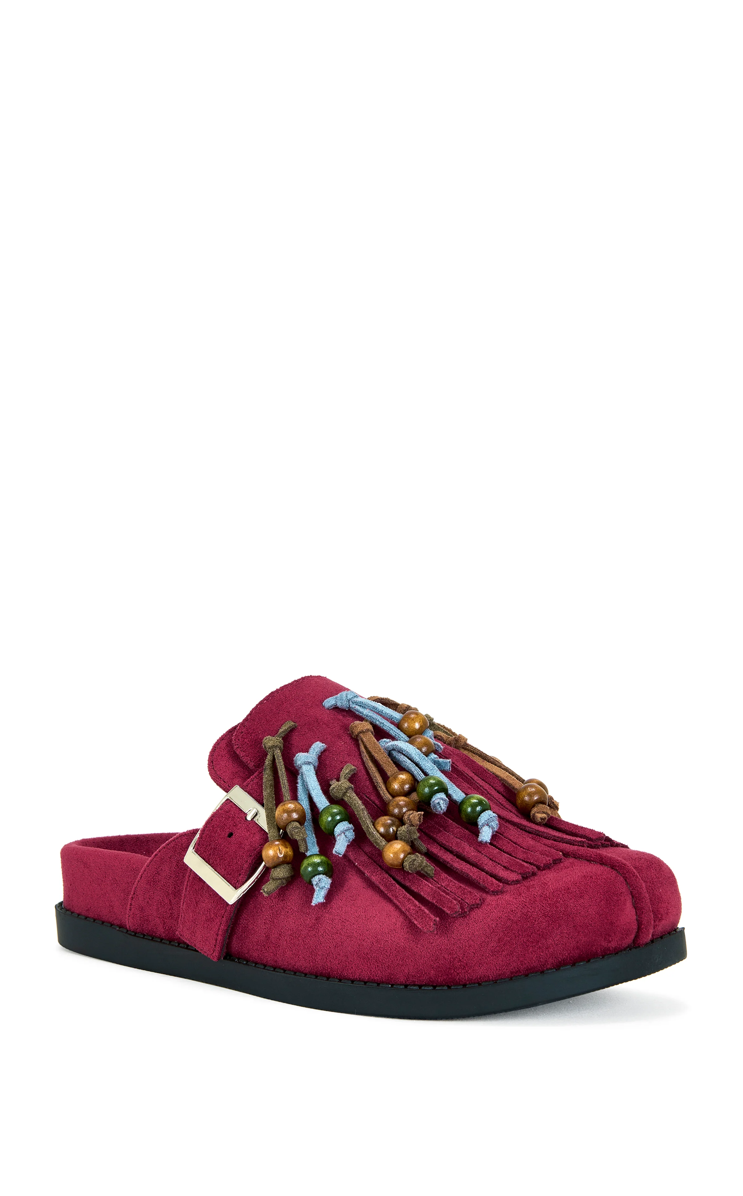 ABEILLE-BURGUNDY TASSEL FLAT MULE - Image 3