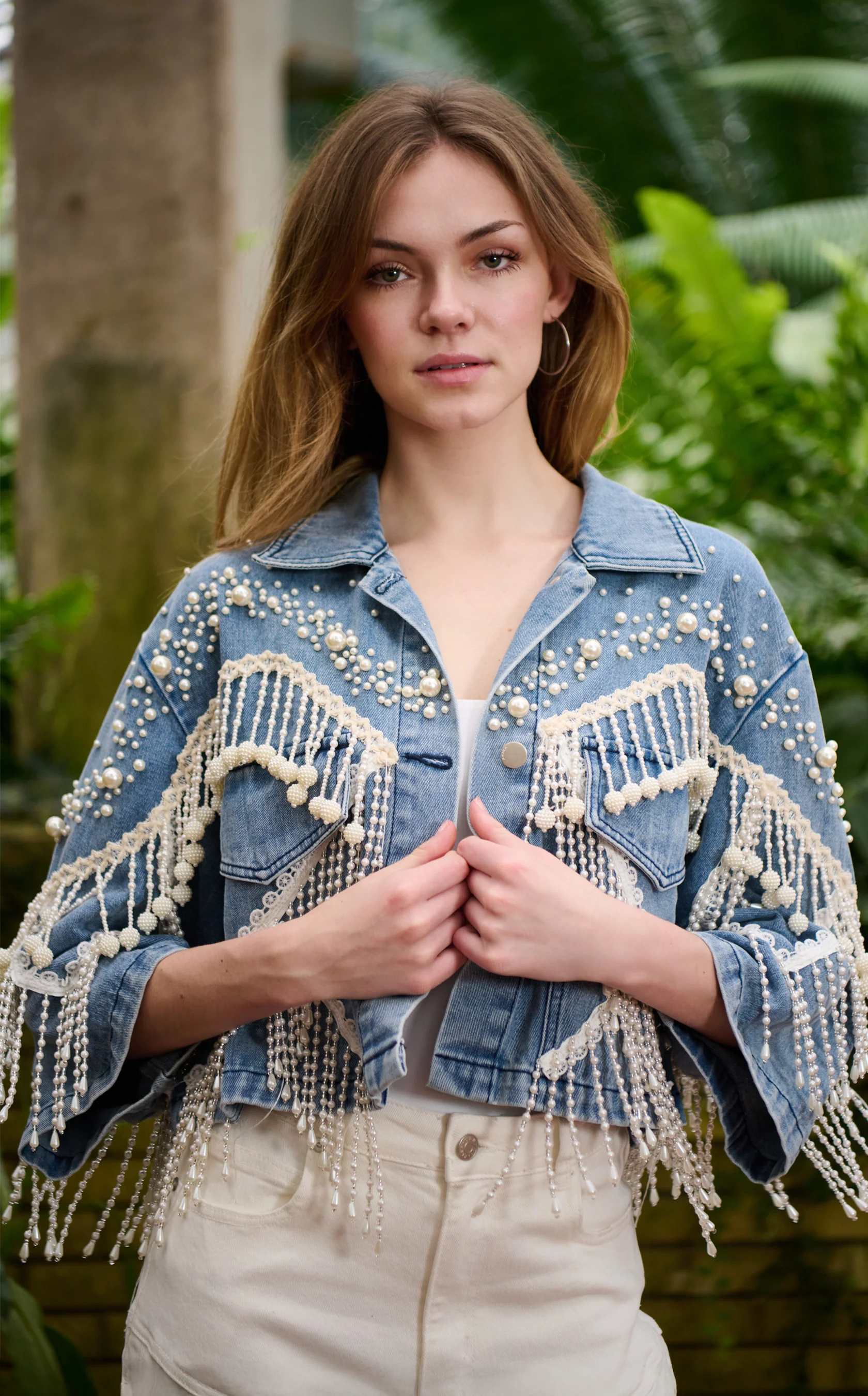 ADELYNNE-DENIM PEARL JACKET
