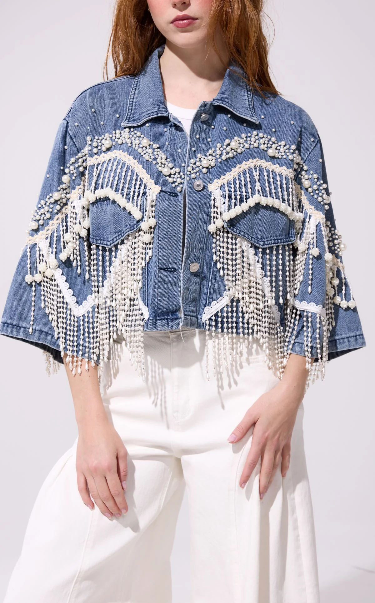 ADELYNNE-DENIM PEARL JACKET - Image 2