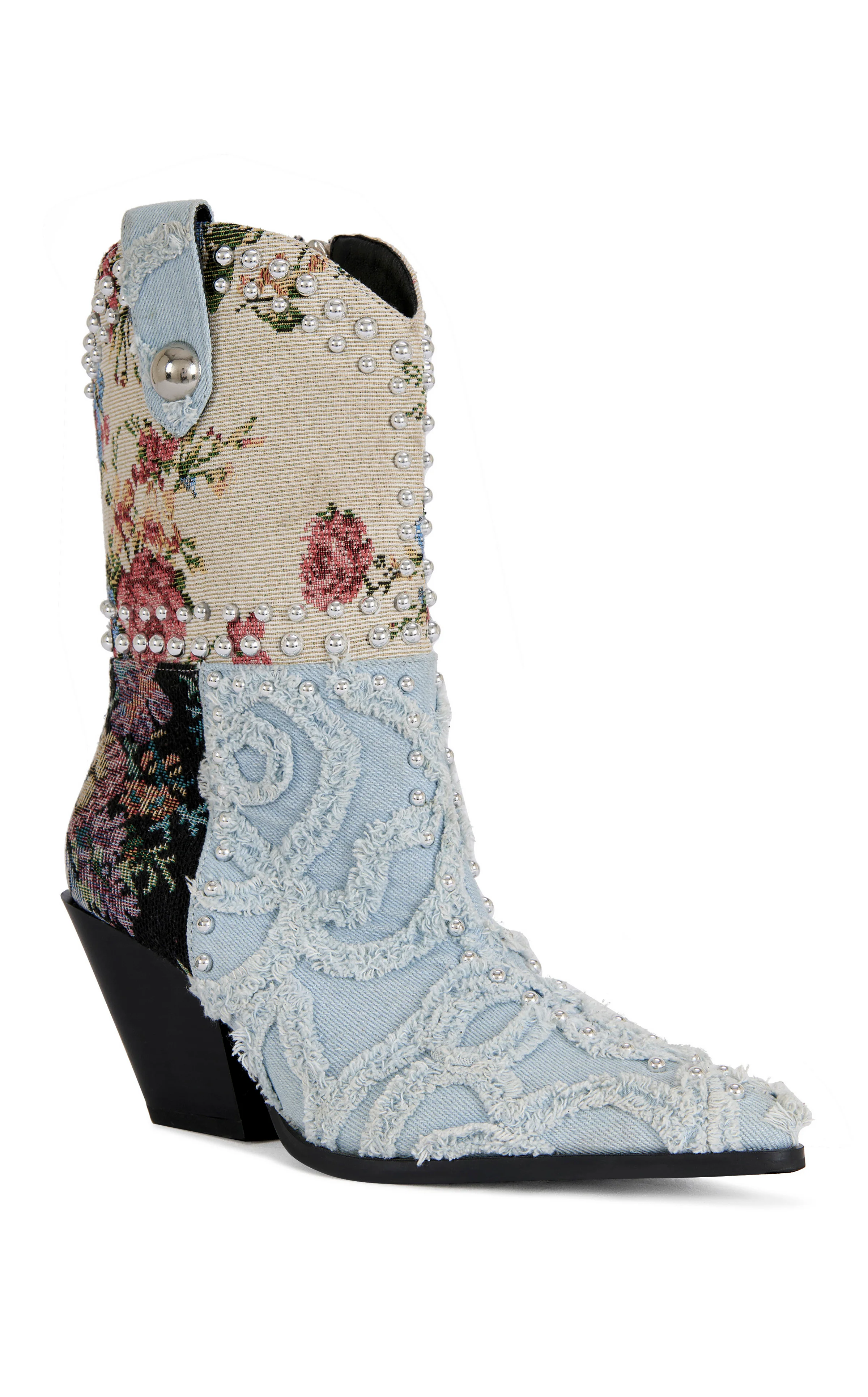 AKARI-DENIMMULTI PATCHWORK WESTERN BOOTIE - Image 2