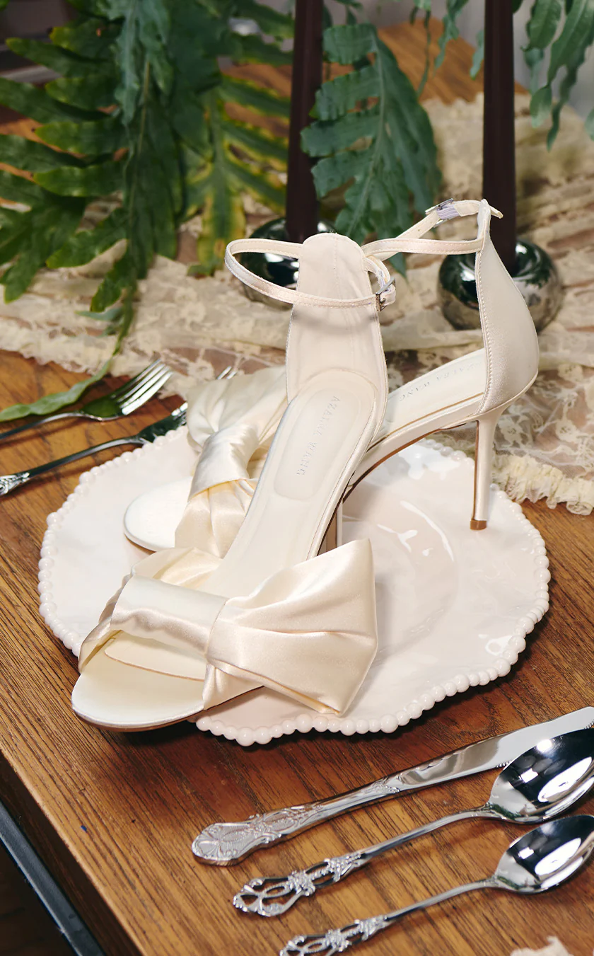ALBENA-IVORY SATIN BOW STILETTO SANDAL - Image 7