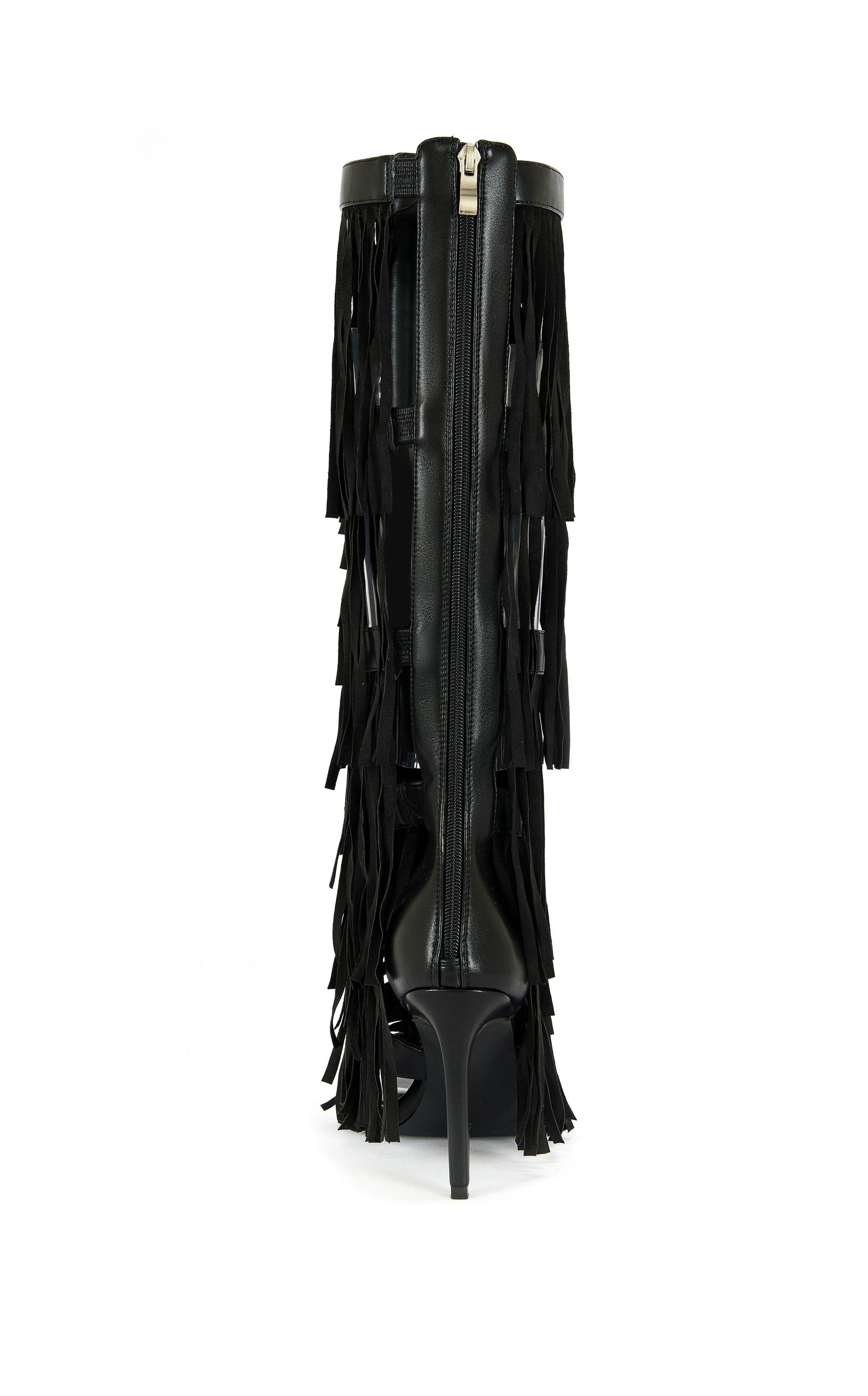 AMADEO-BLACK FRINGE GLADIATOR SANDAL BOOT - Image 3