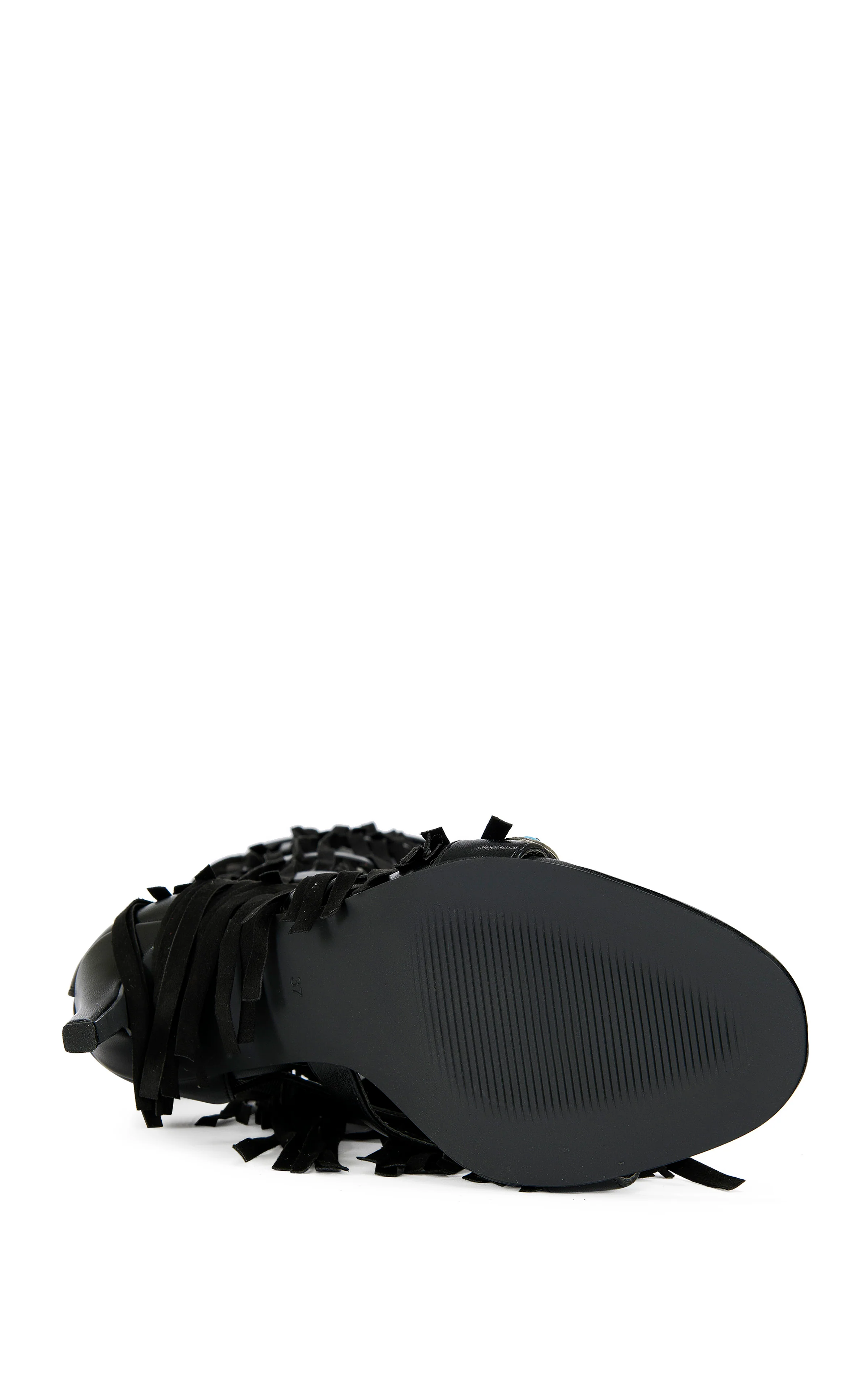 AMADEO-BLACK FRINGE GLADIATOR SANDAL BOOT - Image 4