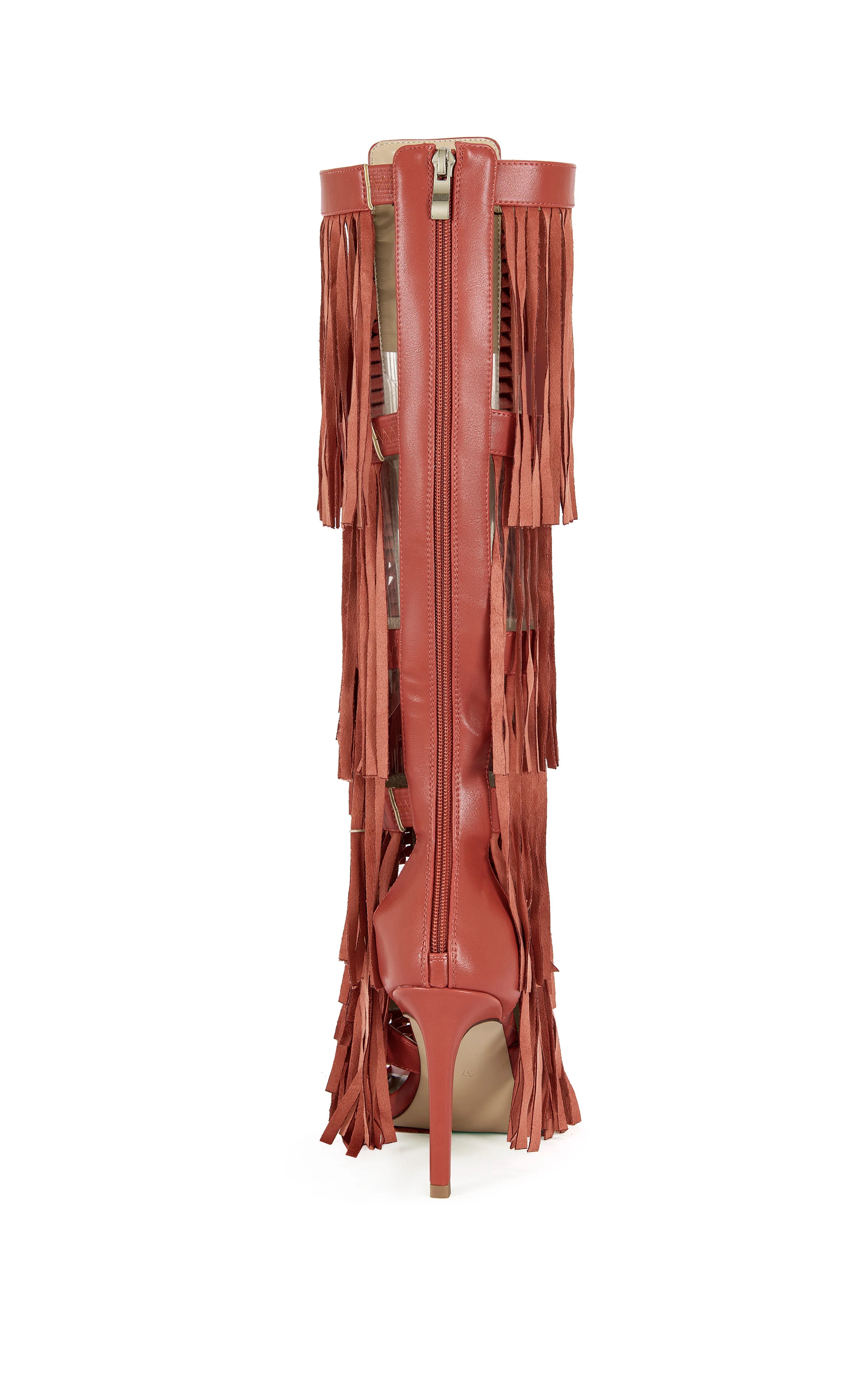 AMADEO-RED FRINGE GLADIATOR SANDAL BOOT - Image 4