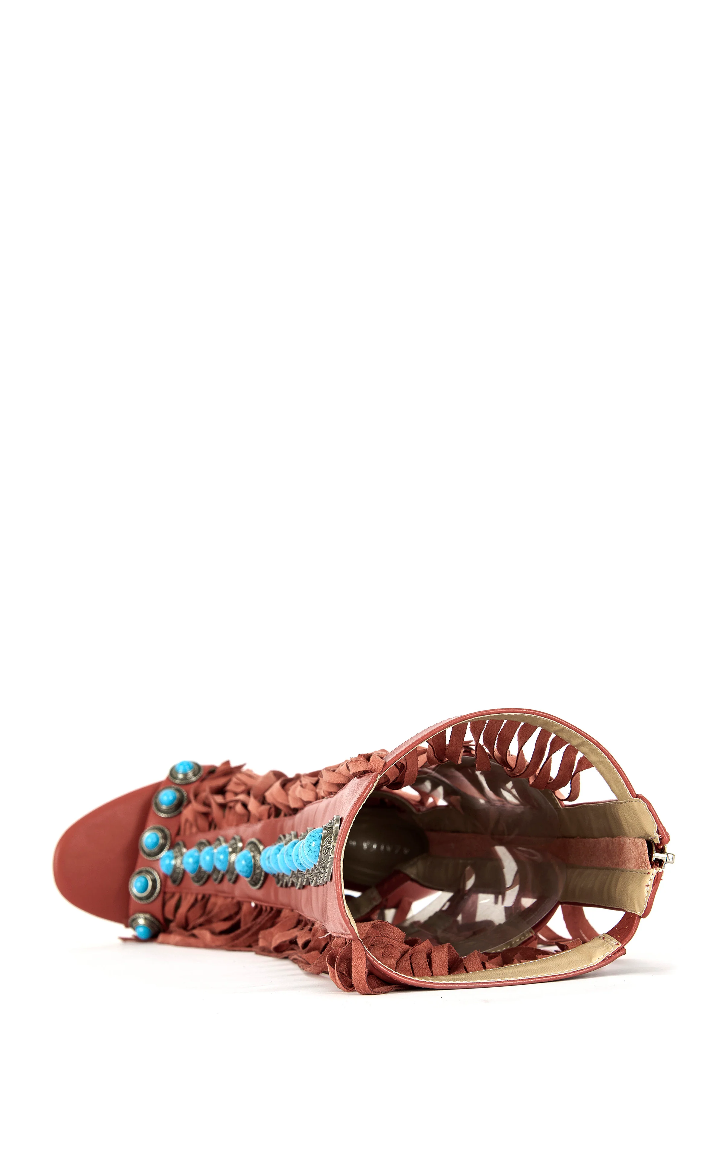 AMADEO-RED FRINGE GLADIATOR SANDAL BOOT - Image 5