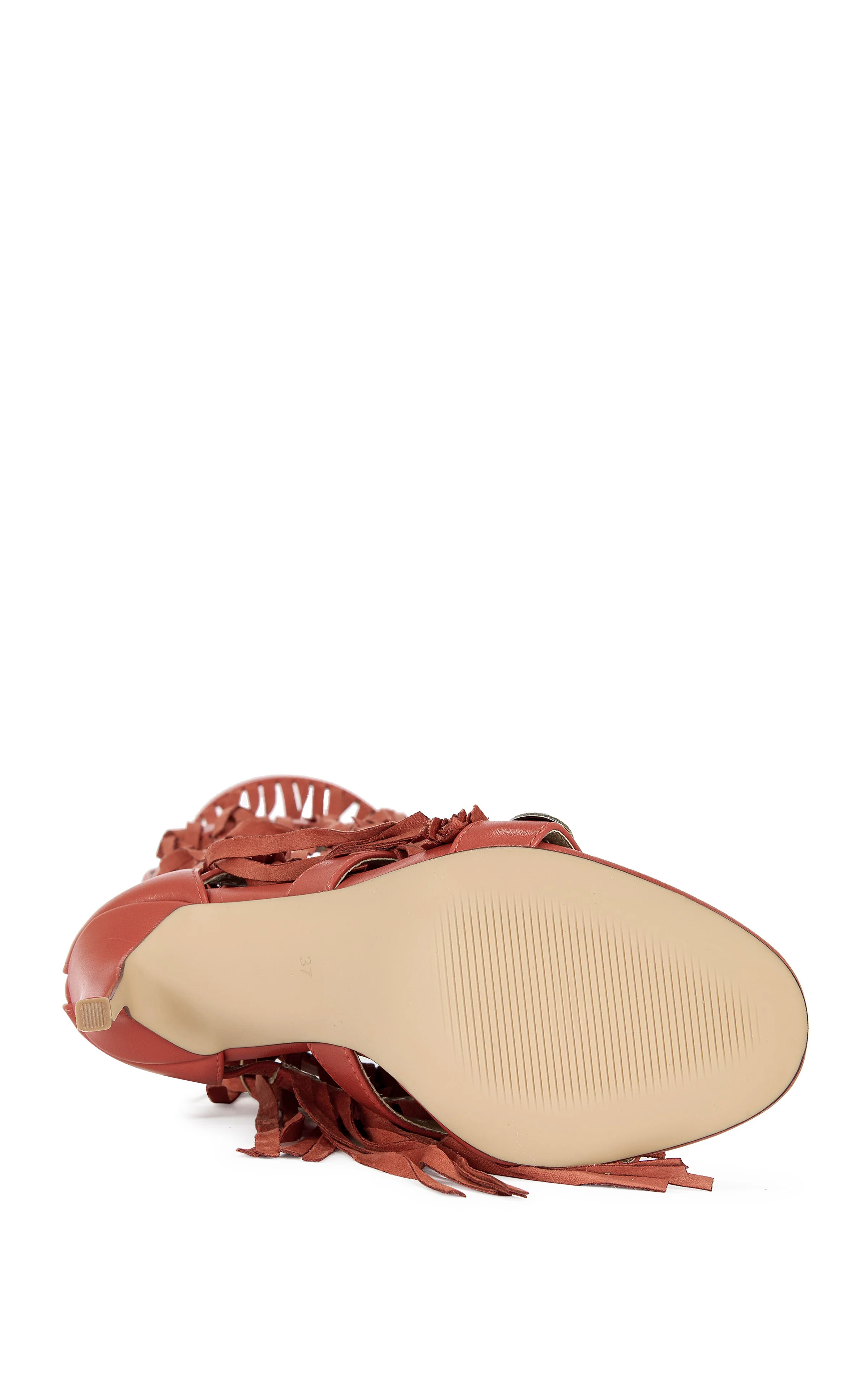 AMADEO-RED FRINGE GLADIATOR SANDAL BOOT - Image 6