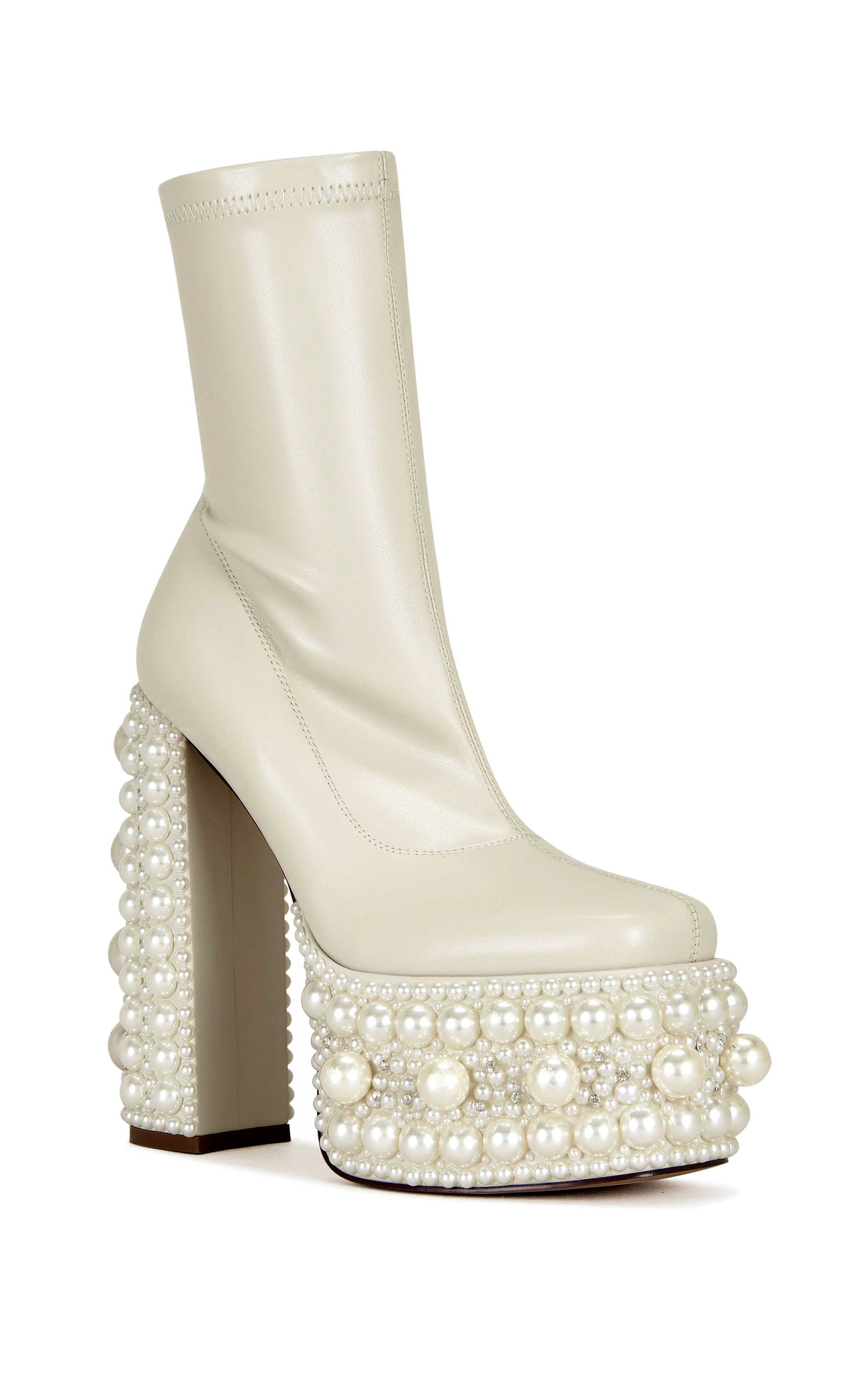 ANTARIS-BEIGE PEARL PLATFORM BOOTIE - Image 3