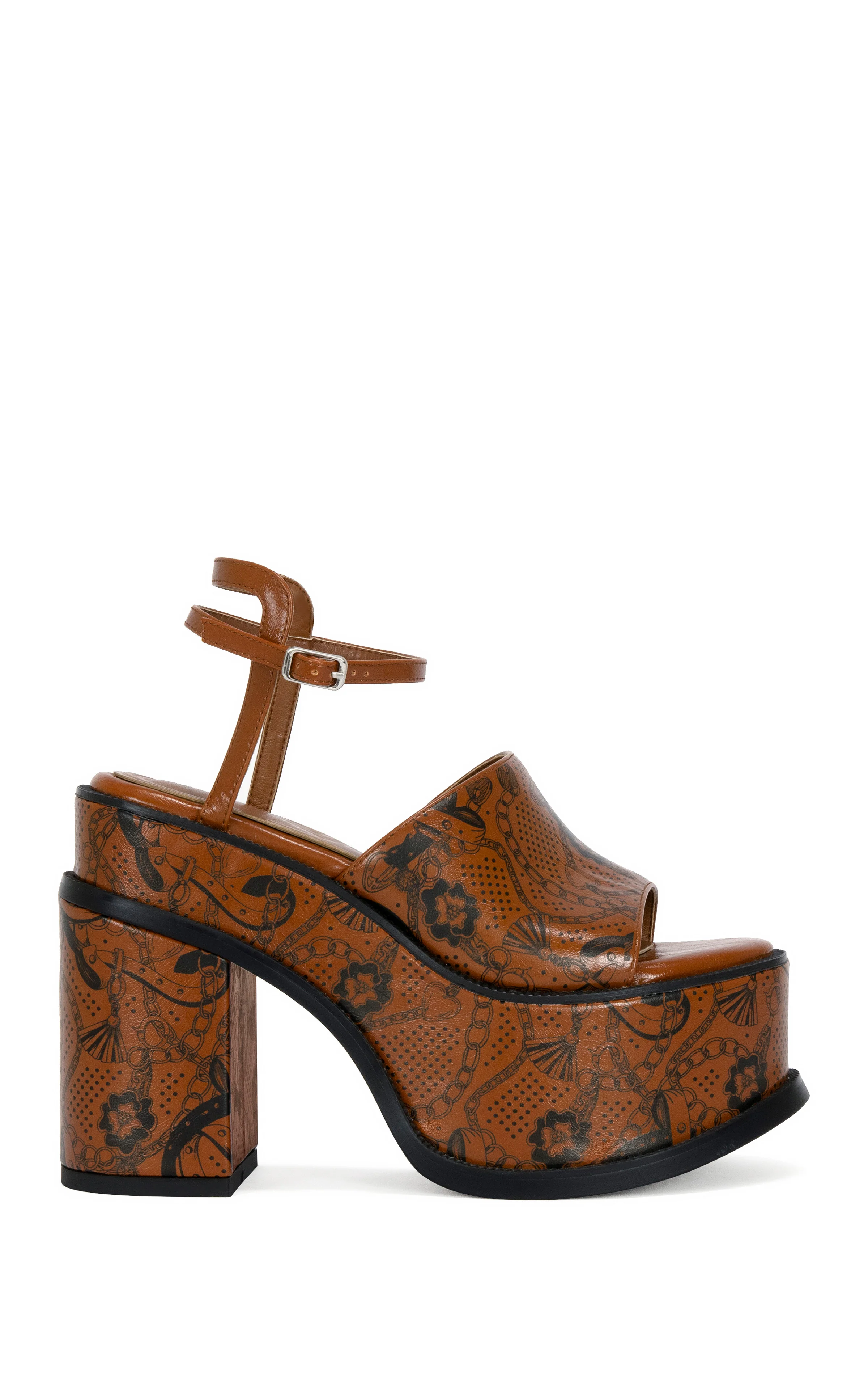 ANTHELMINE-COGNAC PLATFORM SANDAL