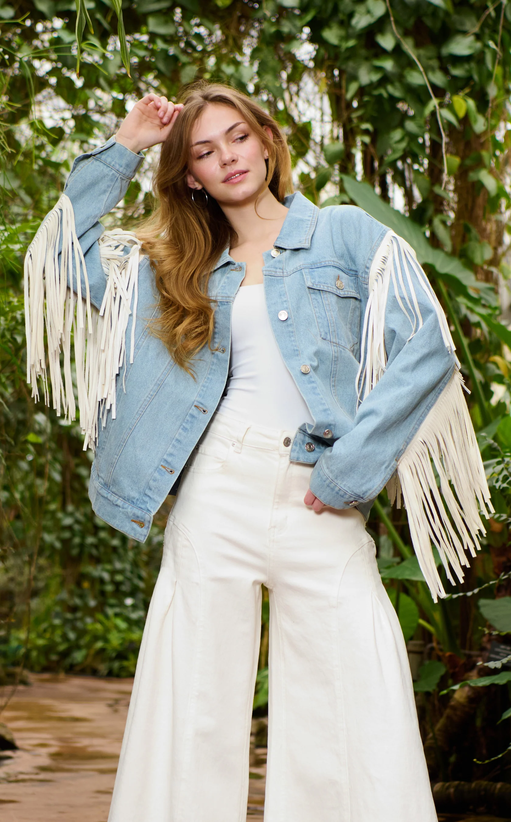 ARLA-DENIM FRINGE JACKET