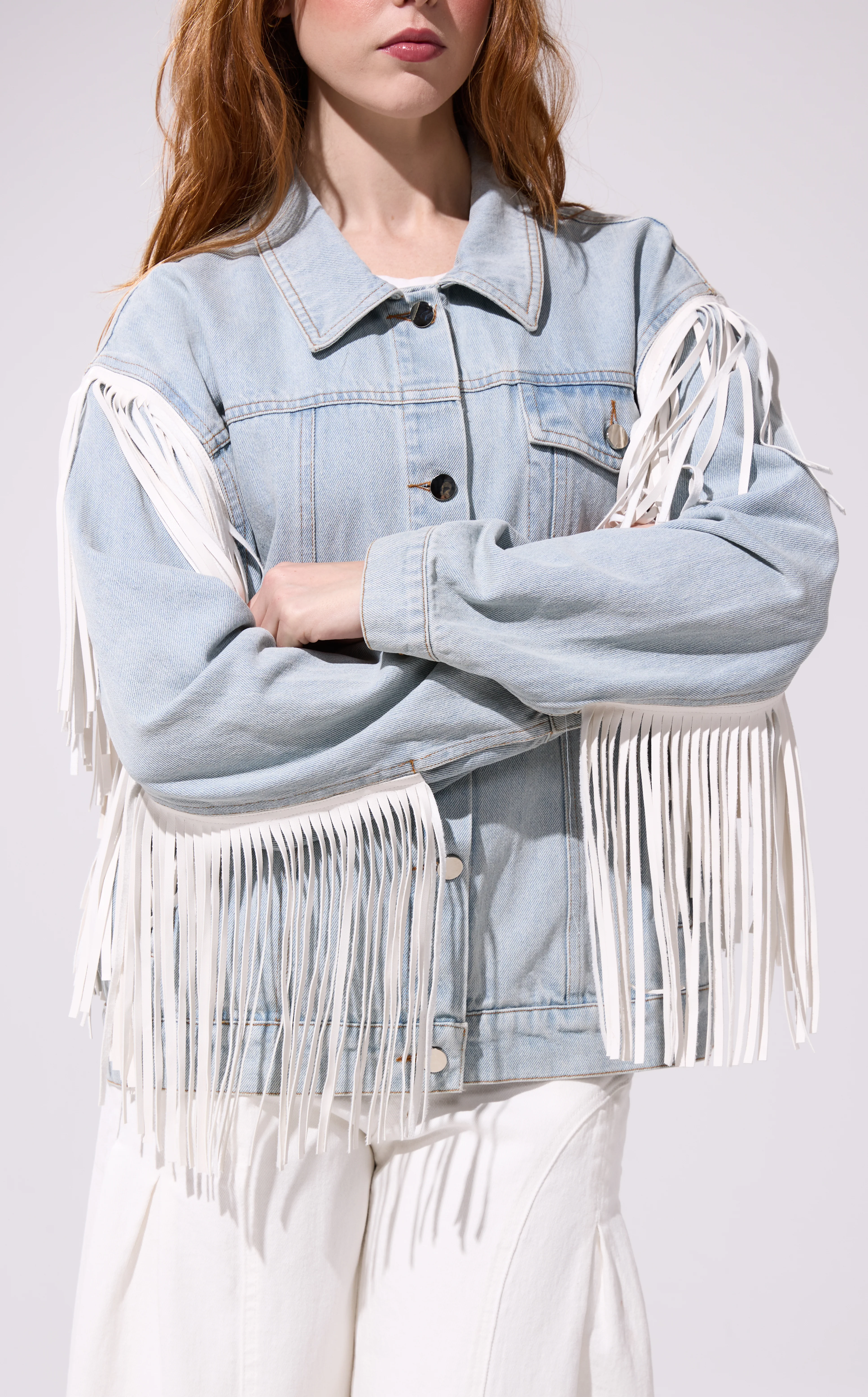 ARLA-DENIM FRINGE JACKET - Image 2