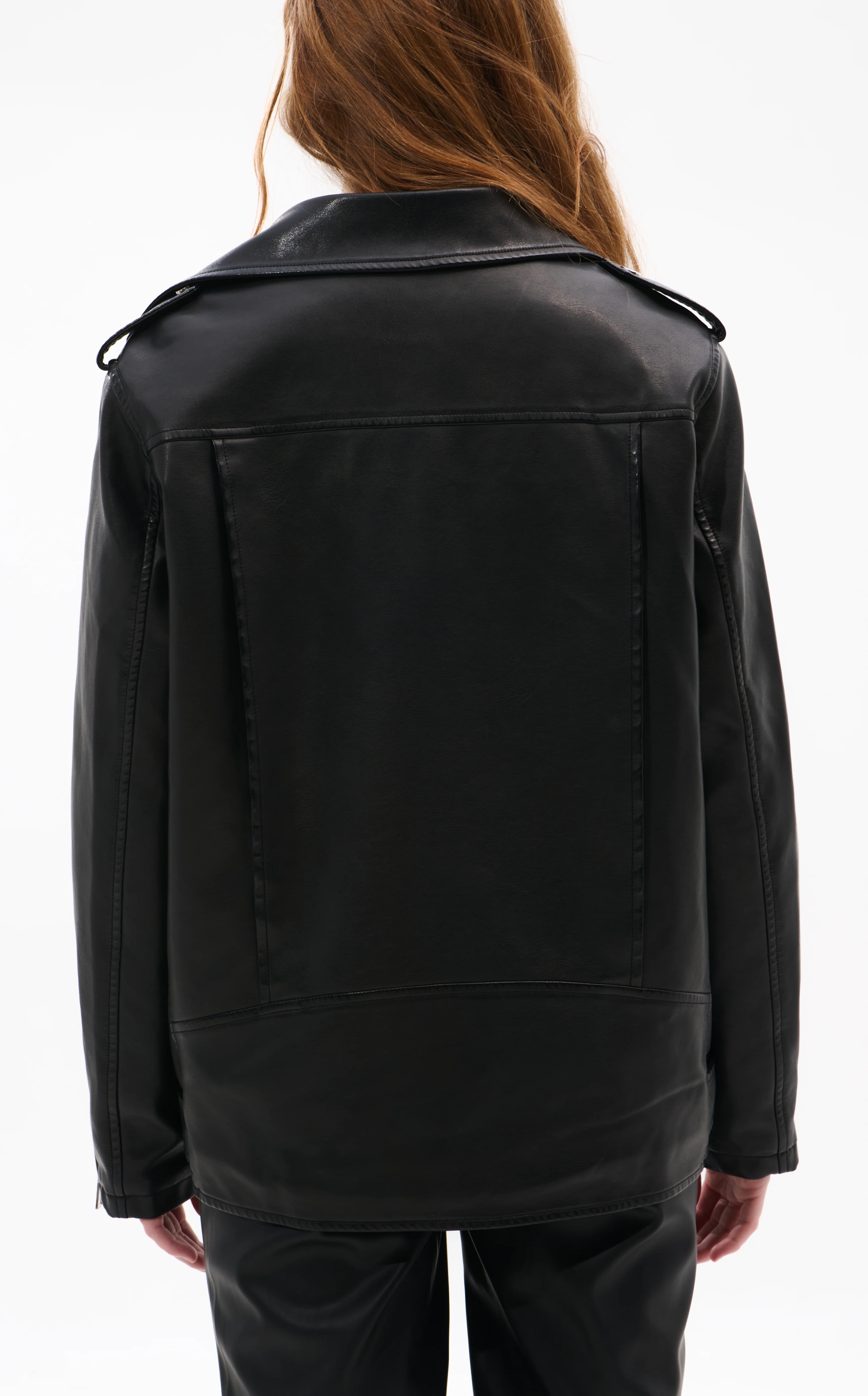 AURELIA-BLACK FAUX FUR MOTO JACKET - Image 4