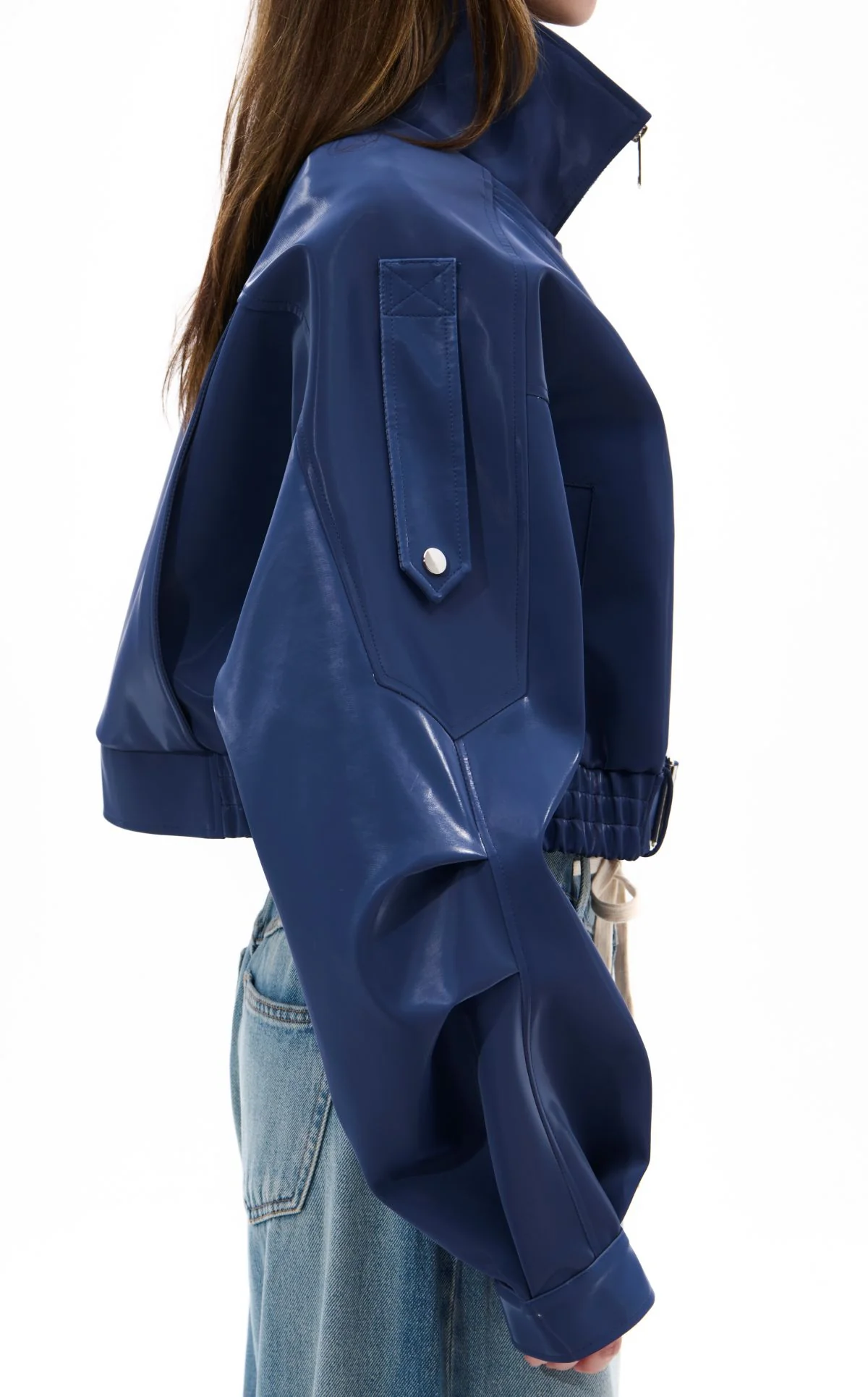 BABZ-BLUE LIQUID LUXE MOTO JACKET - Image 3
