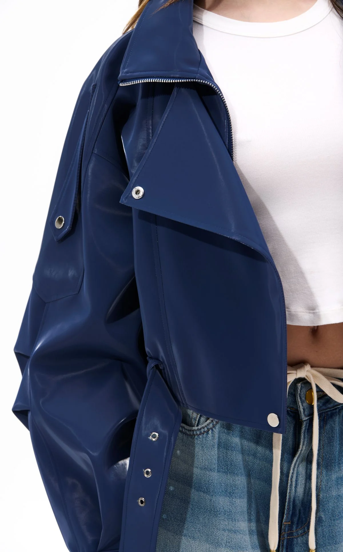 BABZ-BLUE LIQUID LUXE MOTO JACKET - Image 5