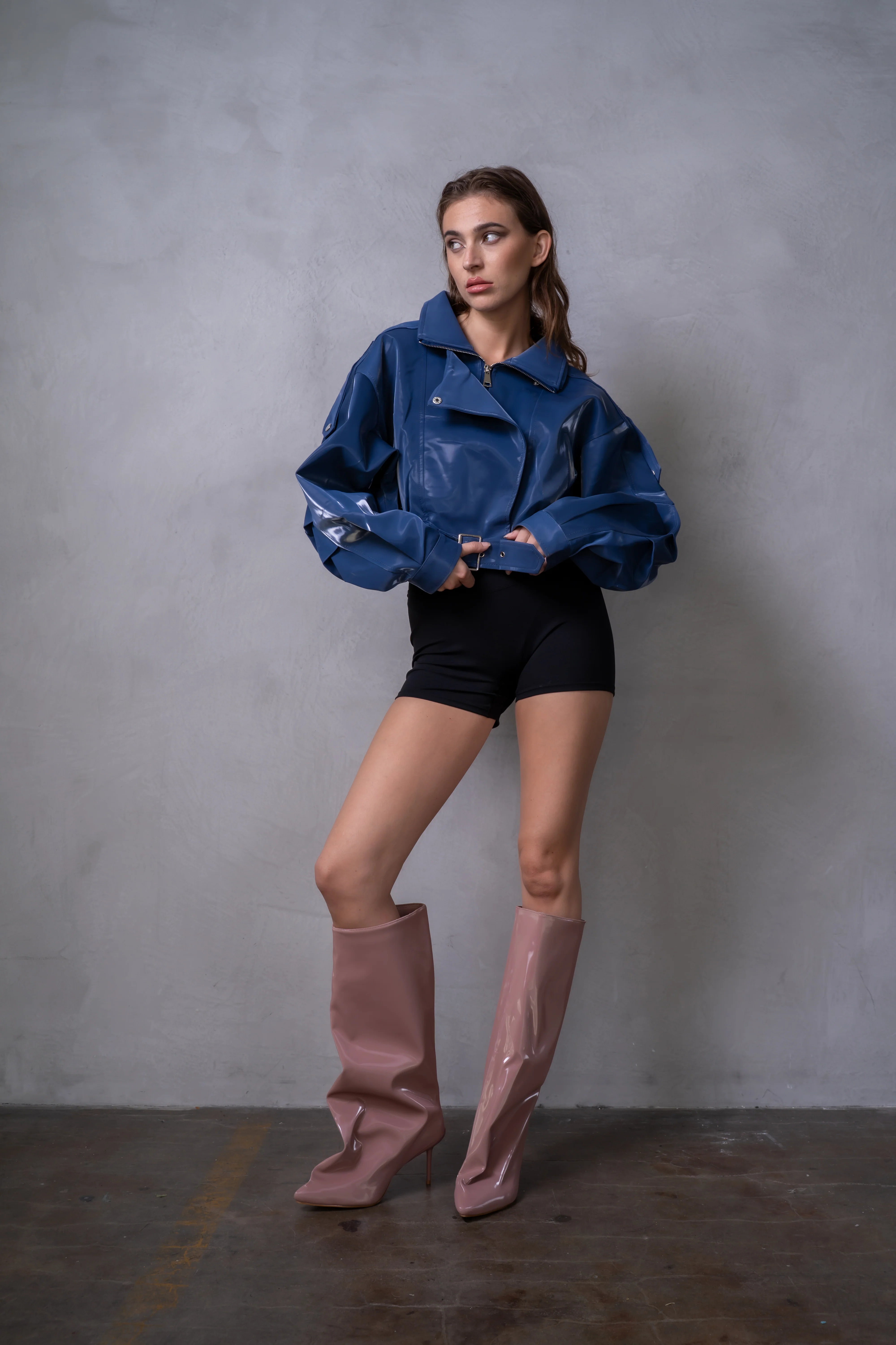 BABZ-BLUE LIQUID LUXE MOTO JACKET - Image 6