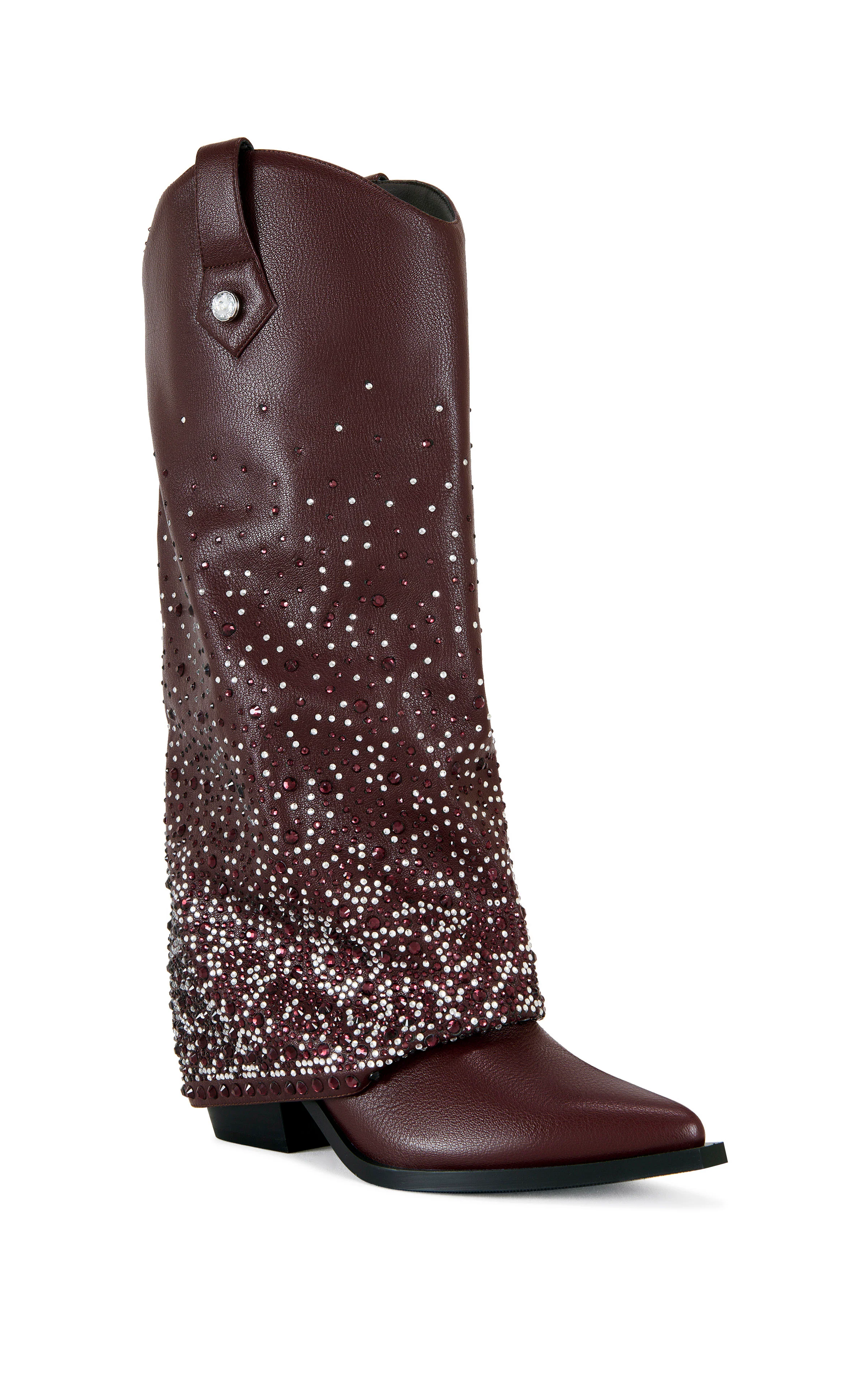 BETH-BROWN RHINESTONE FOLDOVER WESTERN BOOT - Image 2