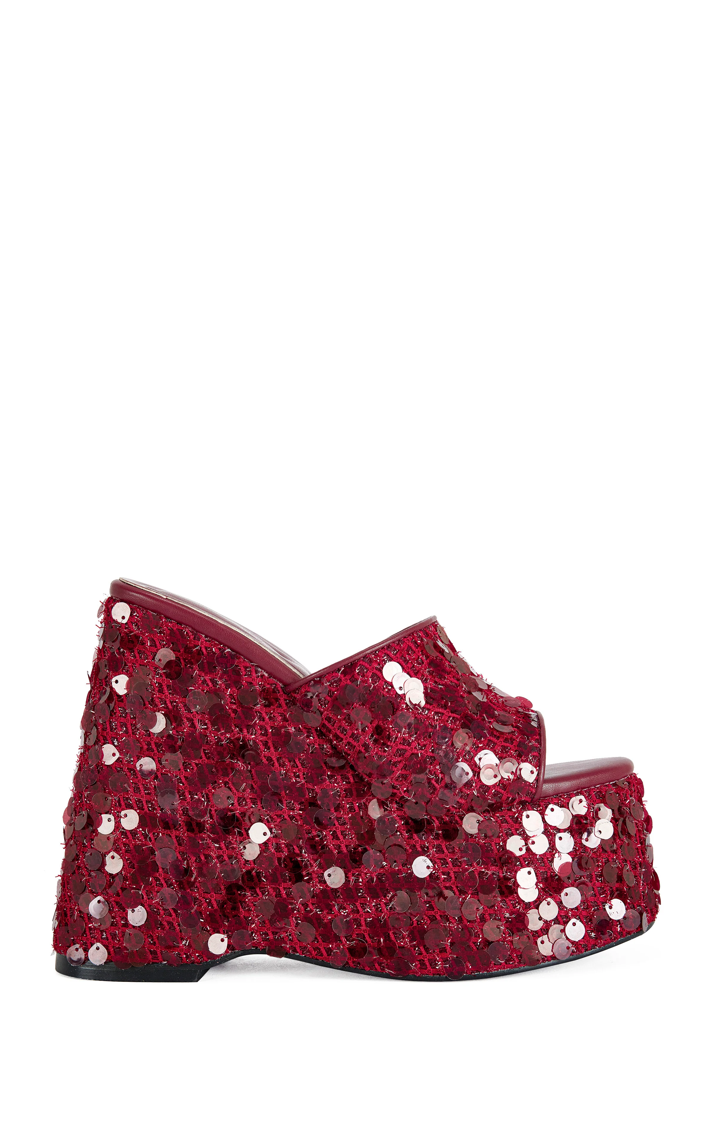 BETSEY-RED PLATFORM SEQUIN WEDGE SANDAL
