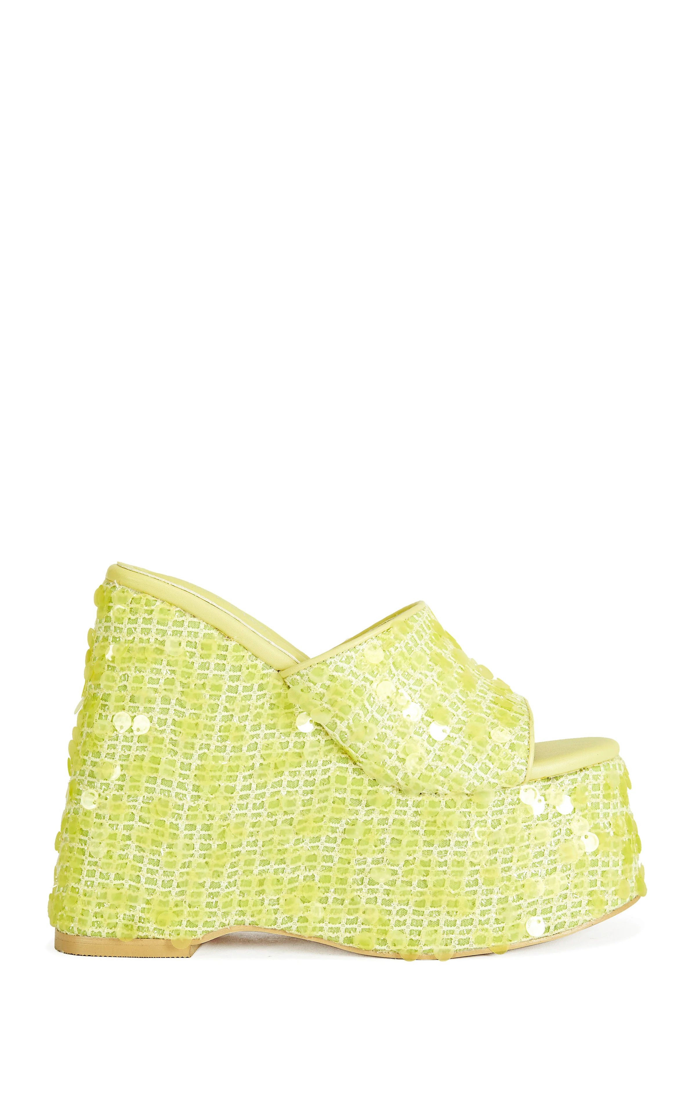 BETSEY-YELLOW PLATFORM SEQUIN WEDGE SANDAL