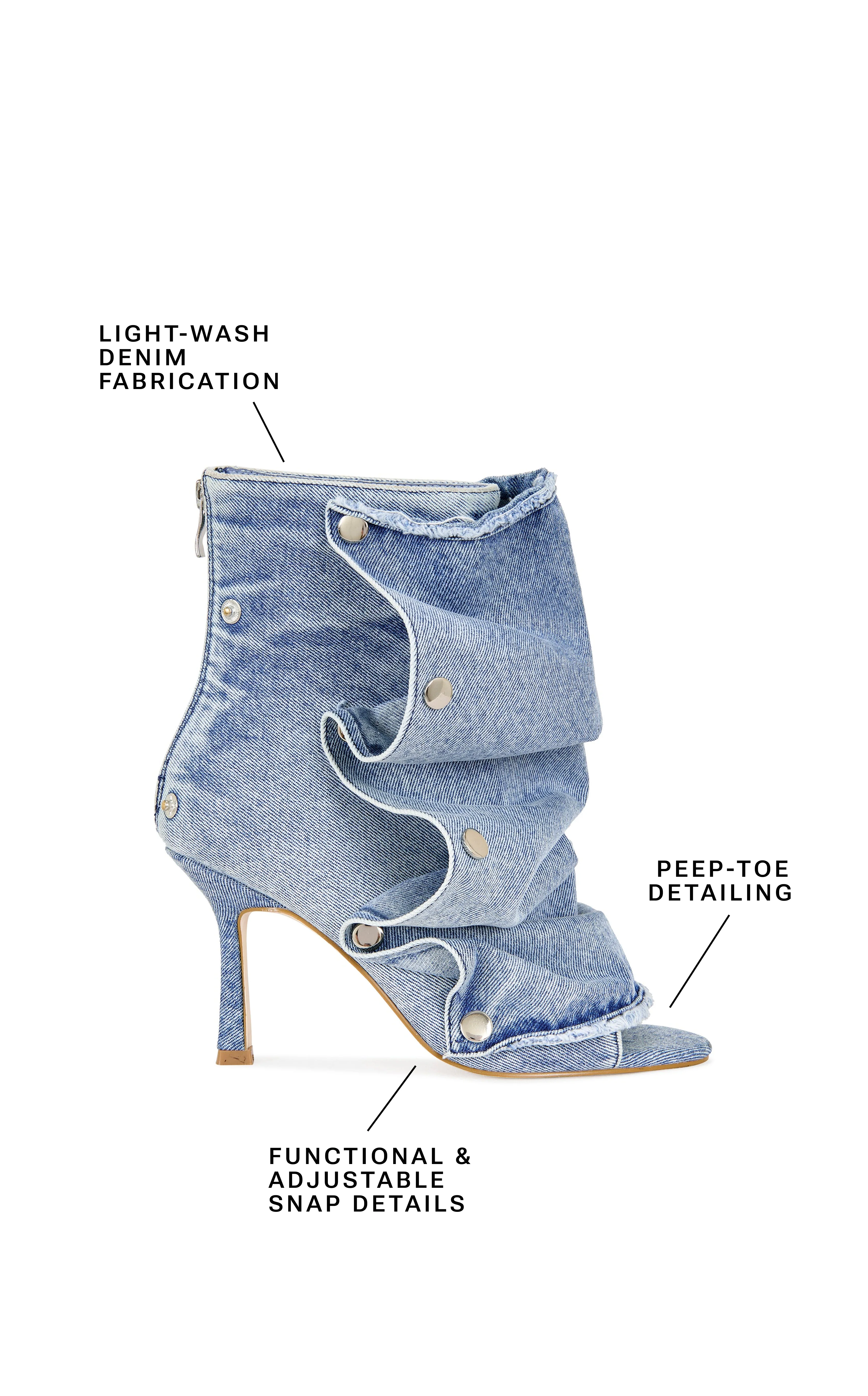 BIRDSONG-LTDENIM PEEP TOE STILETTO BOOTIE - Image 6