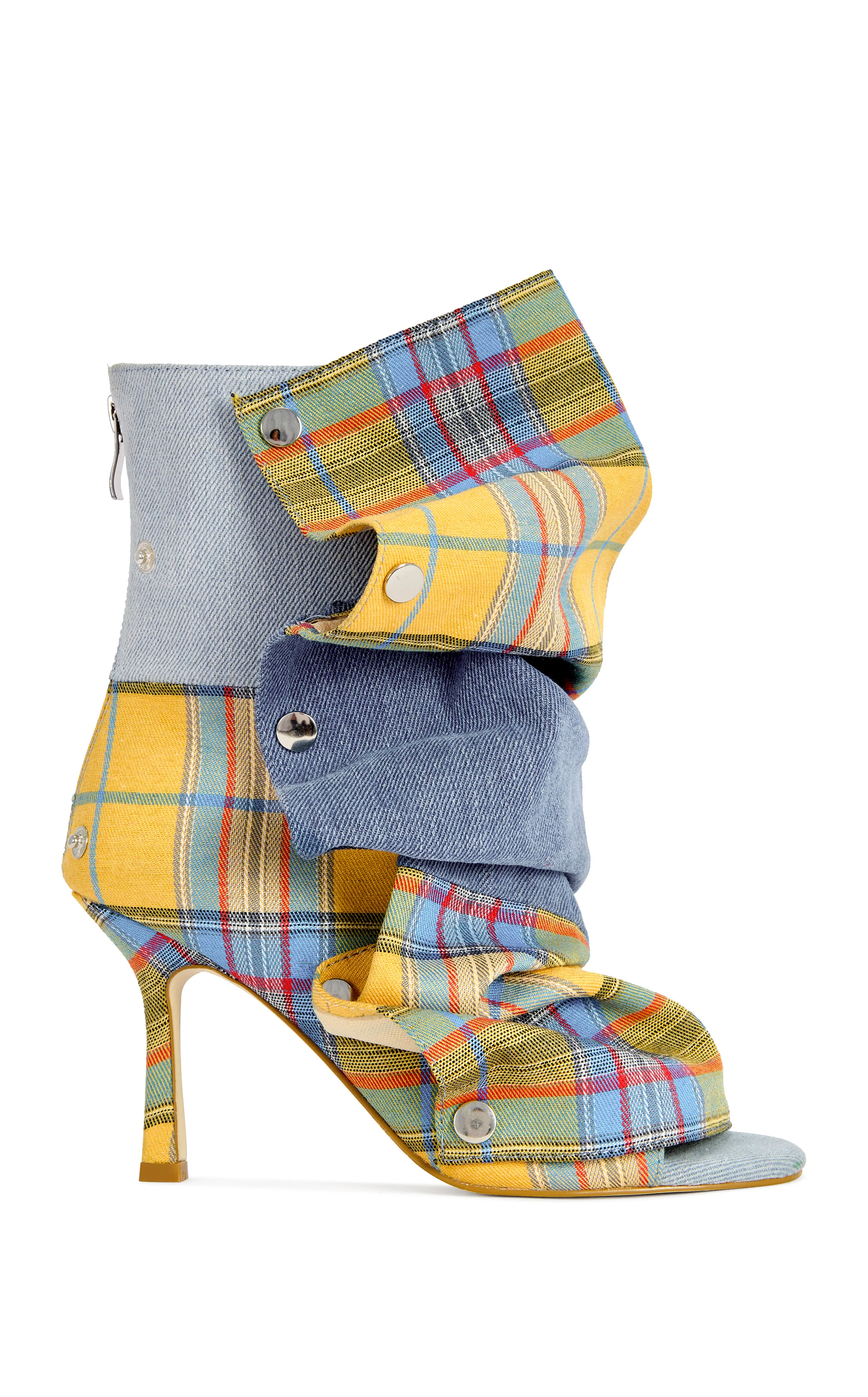 BIRDSONG-YELLOWPLAID STILETTO BOOTIE