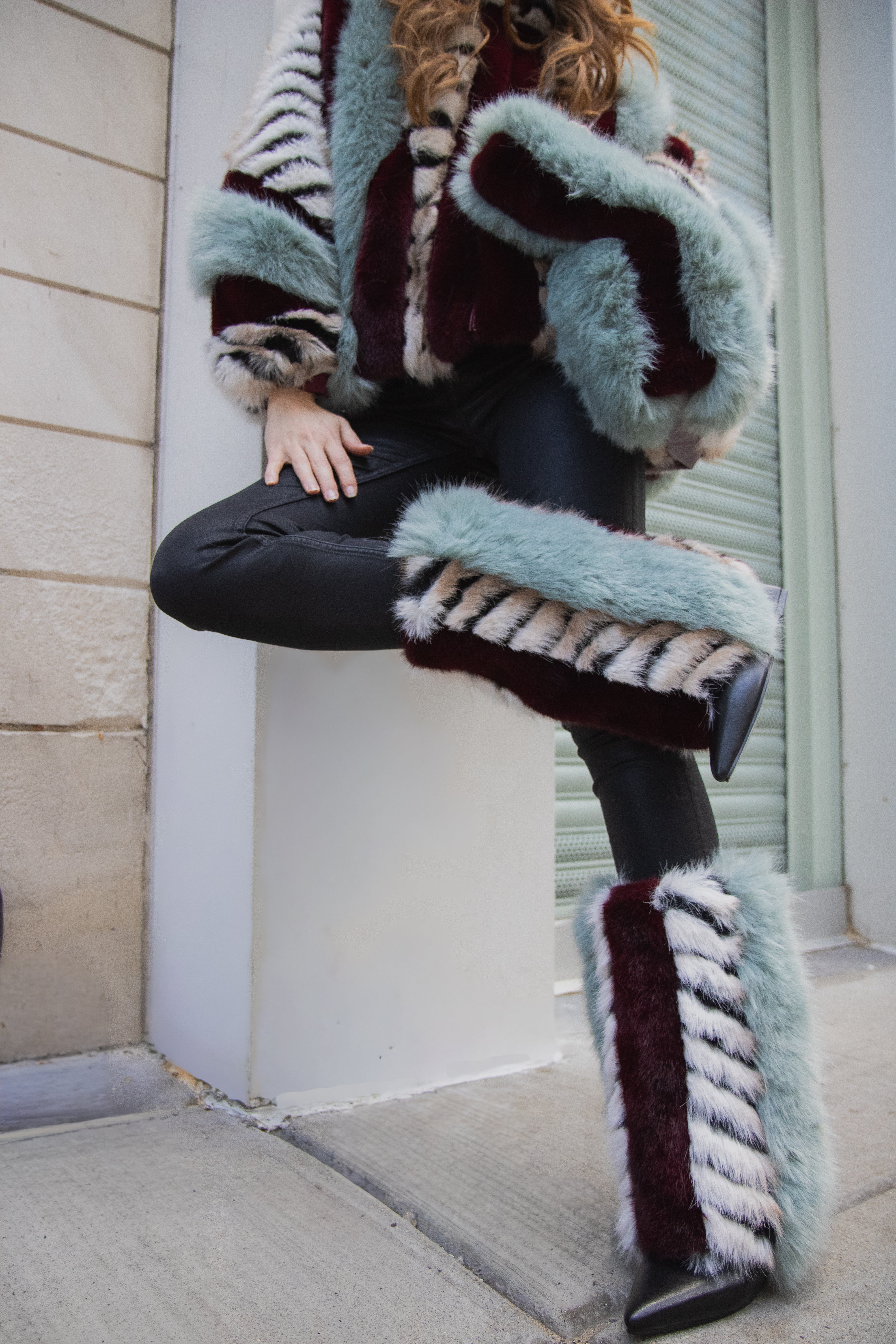 BRIASH-BLUEMULTI FAUX FUR WEDGE BOOTIE - Image 6