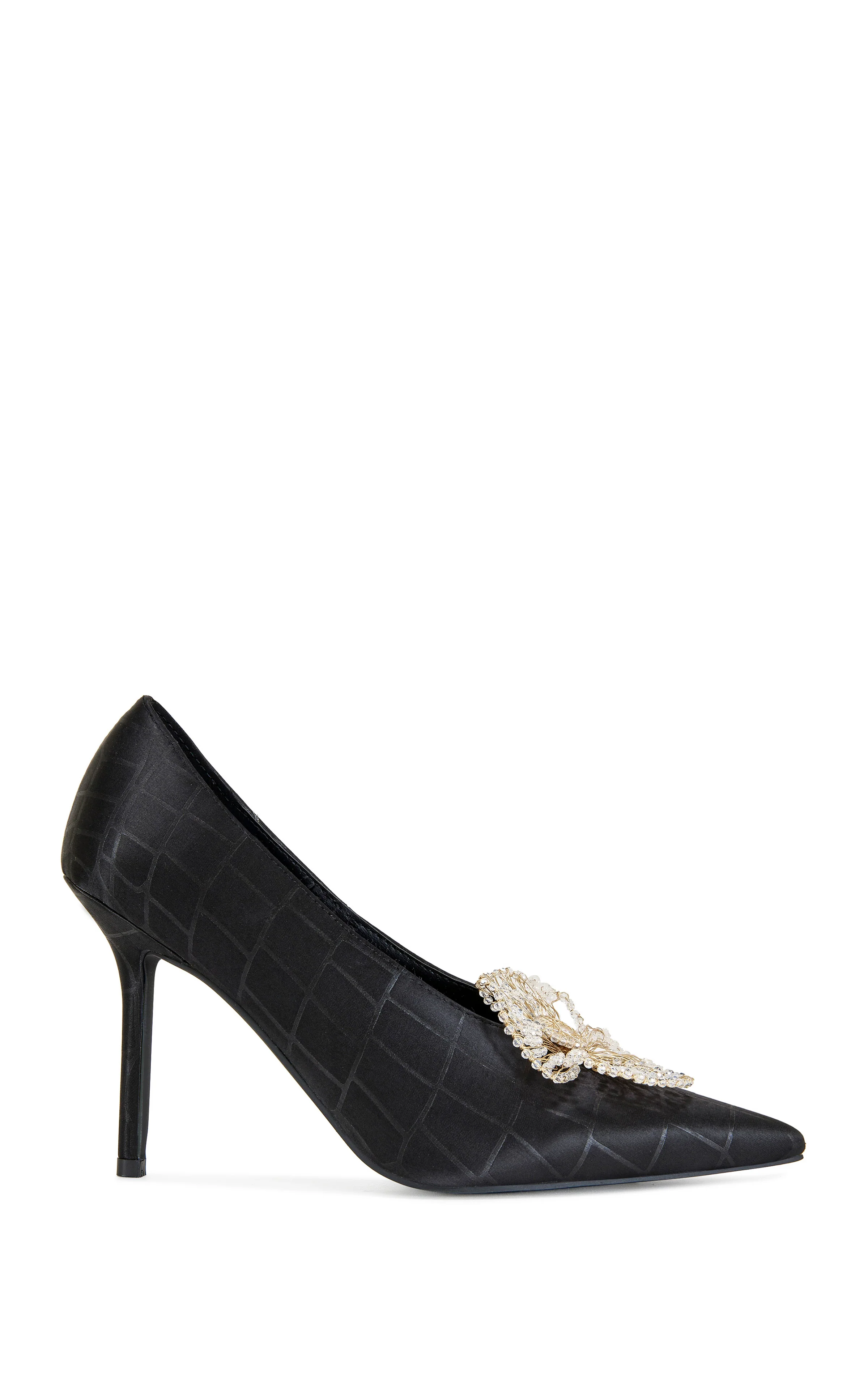 CARMENZA-BLACK FLORAL STILETTO PUMP