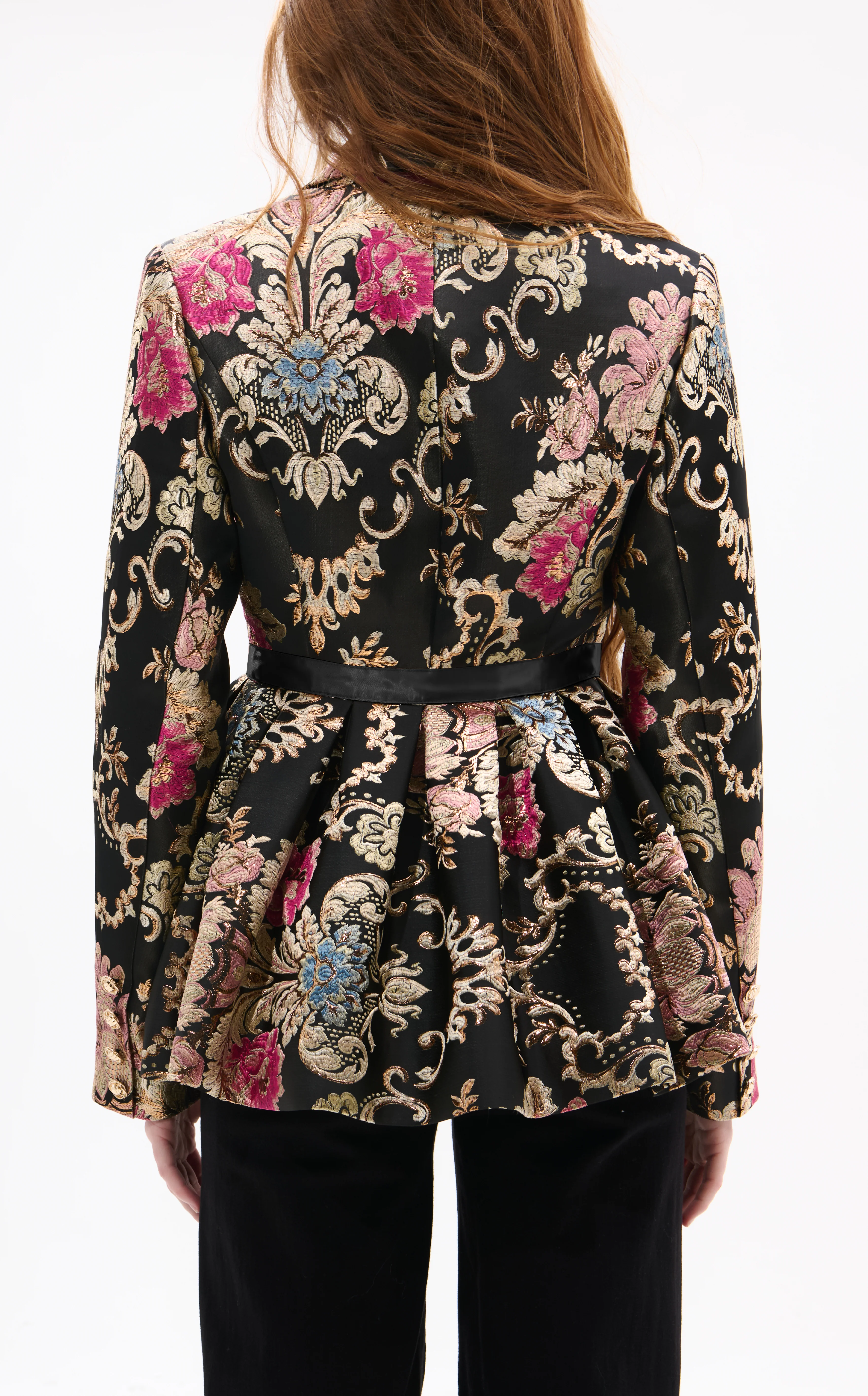 CASHA-BLACKMULTI BROCADE BLAZER JACKET - Image 4