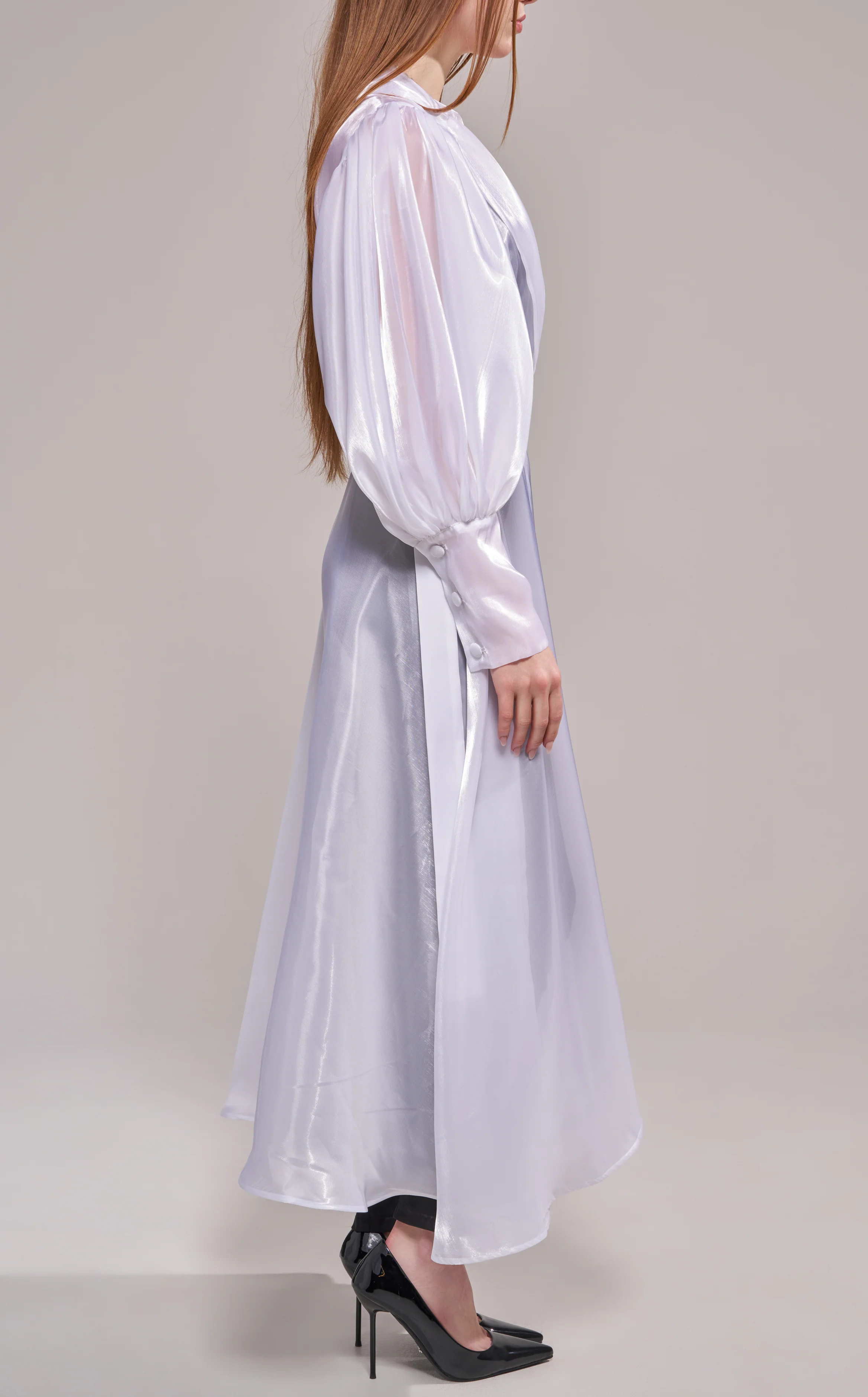 CASSARA-WHITE SHEER TRENCH JACKET - Image 4