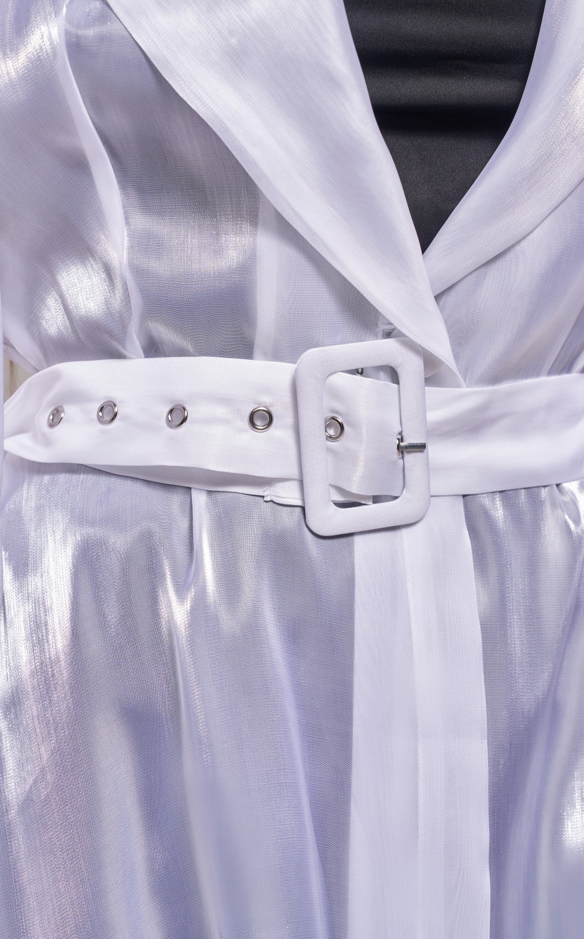 CASSARA-WHITE SHEER TRENCH JACKET - Image 5