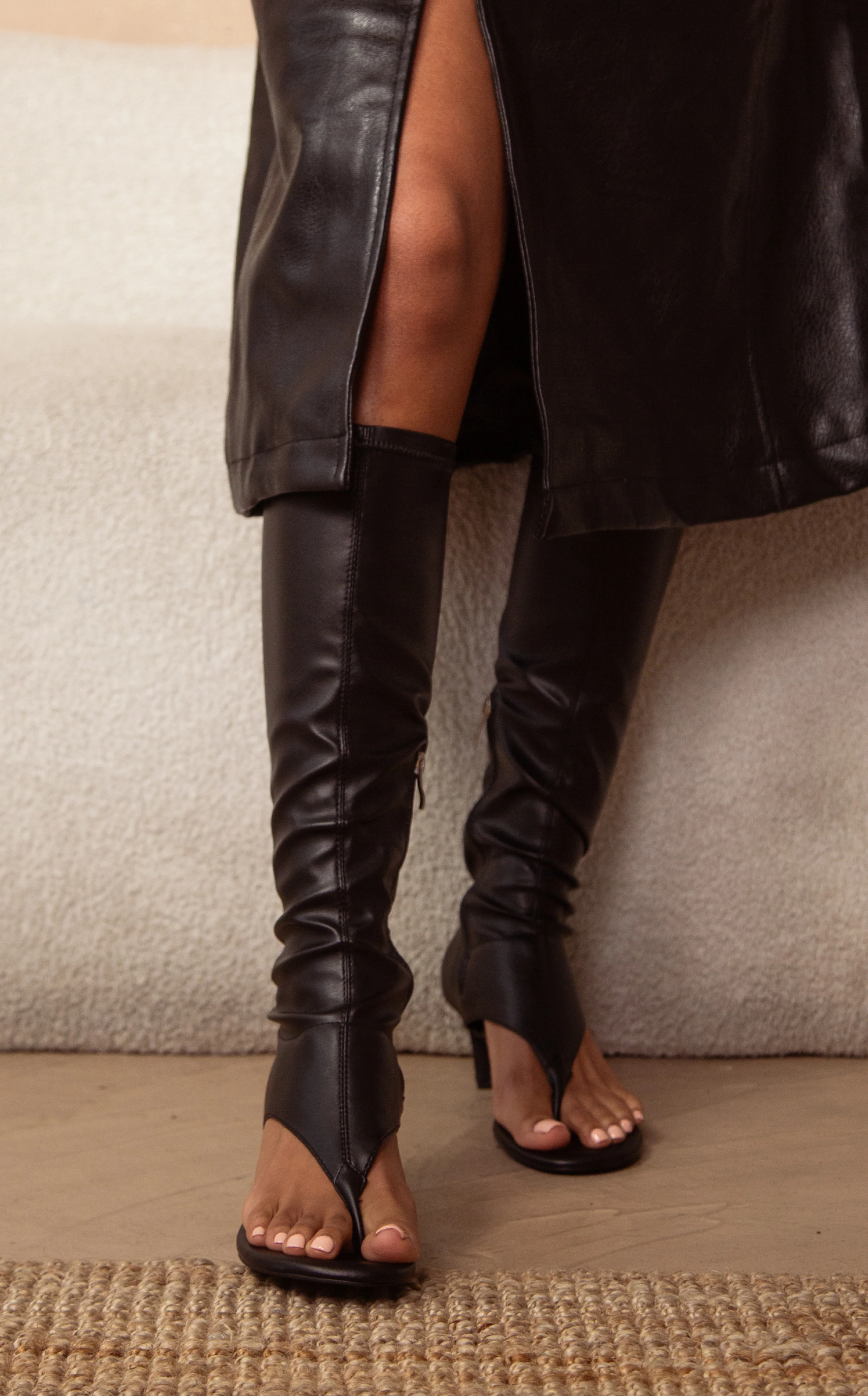 CECILE-BLACK STILETTO SANDAL BOOT - Image 7