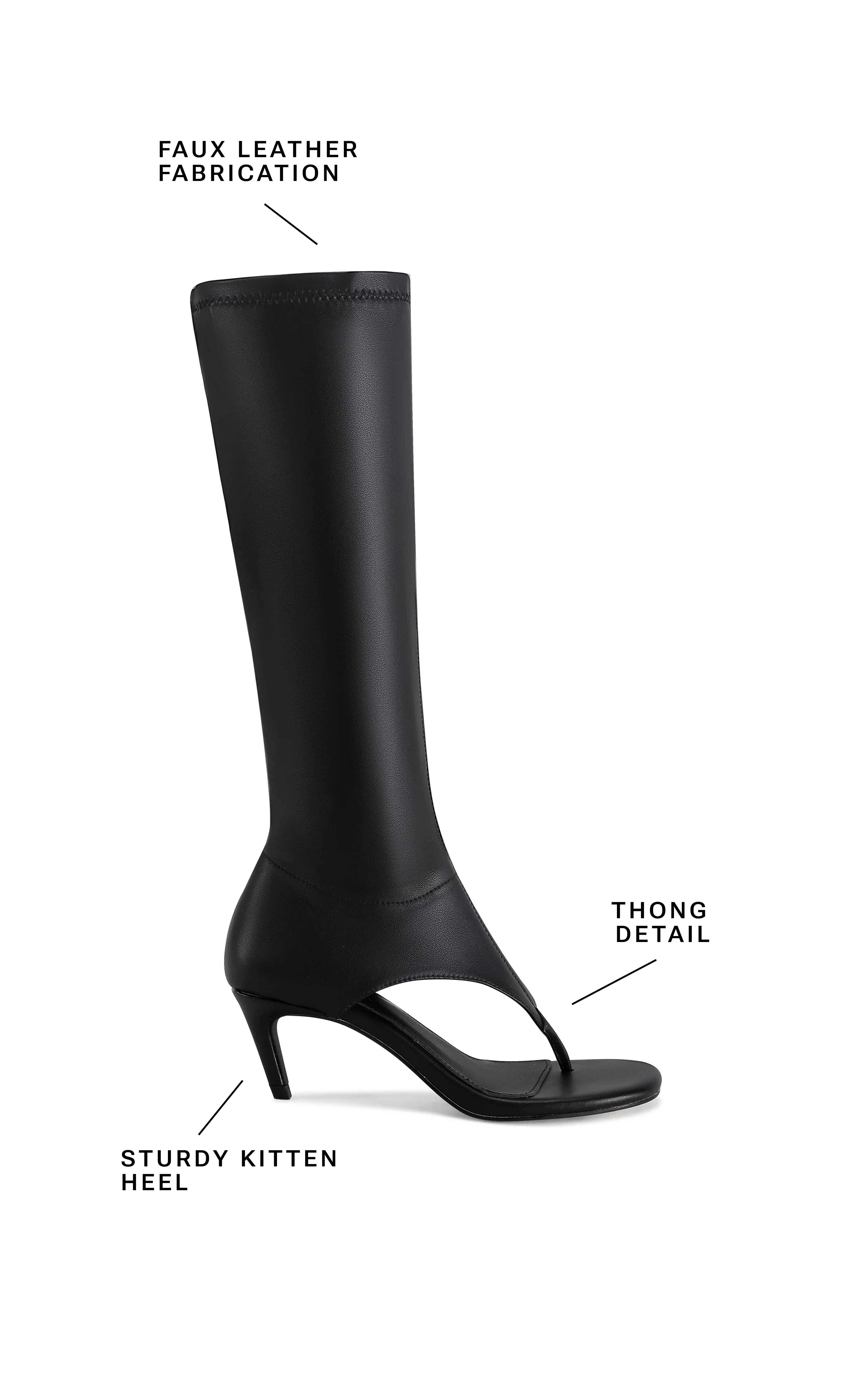 CECILE-BLACK STILETTO SANDAL BOOT - Image 8