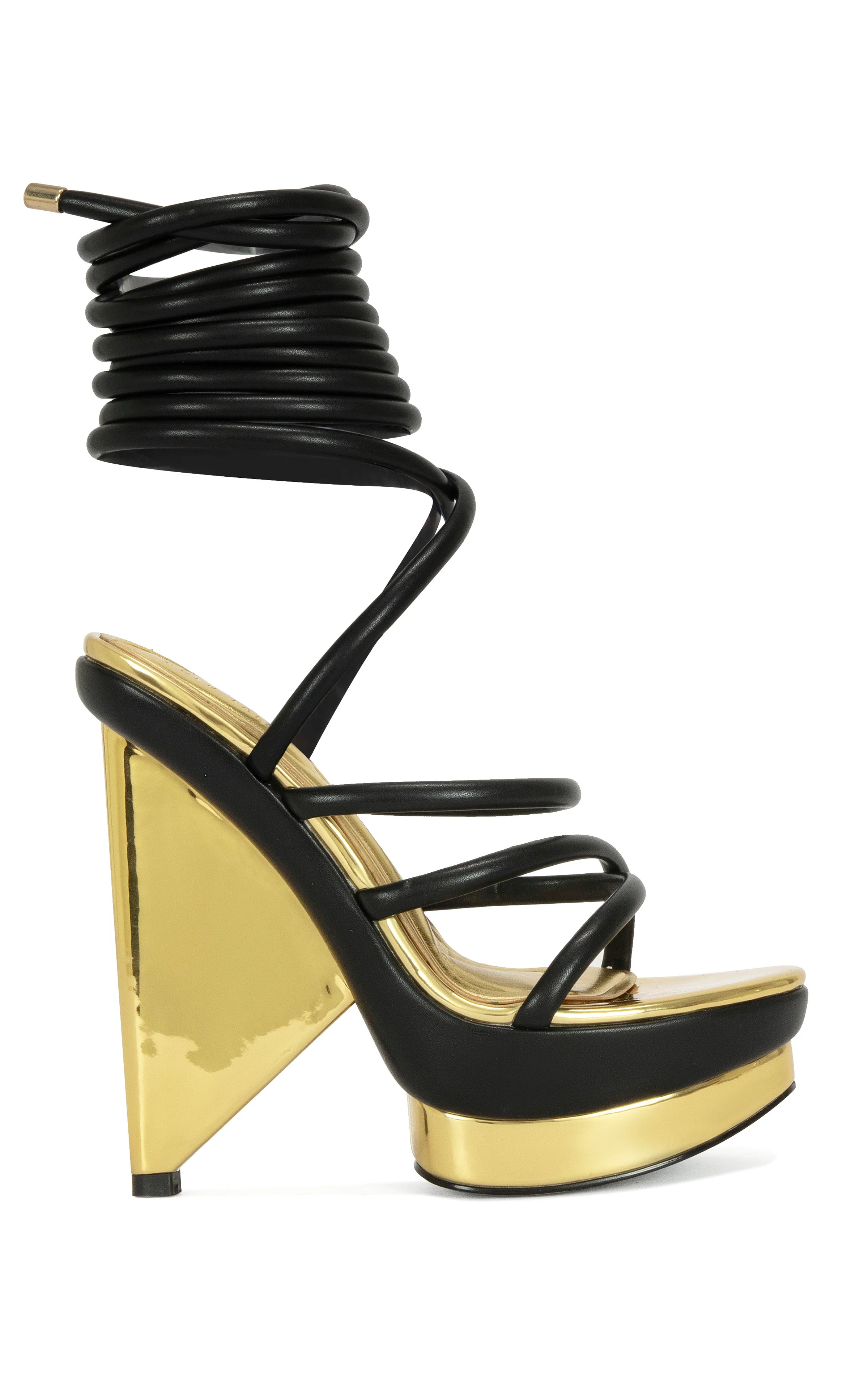 CELINEA-BLACK ANGULAR PLATFORM SANDAL