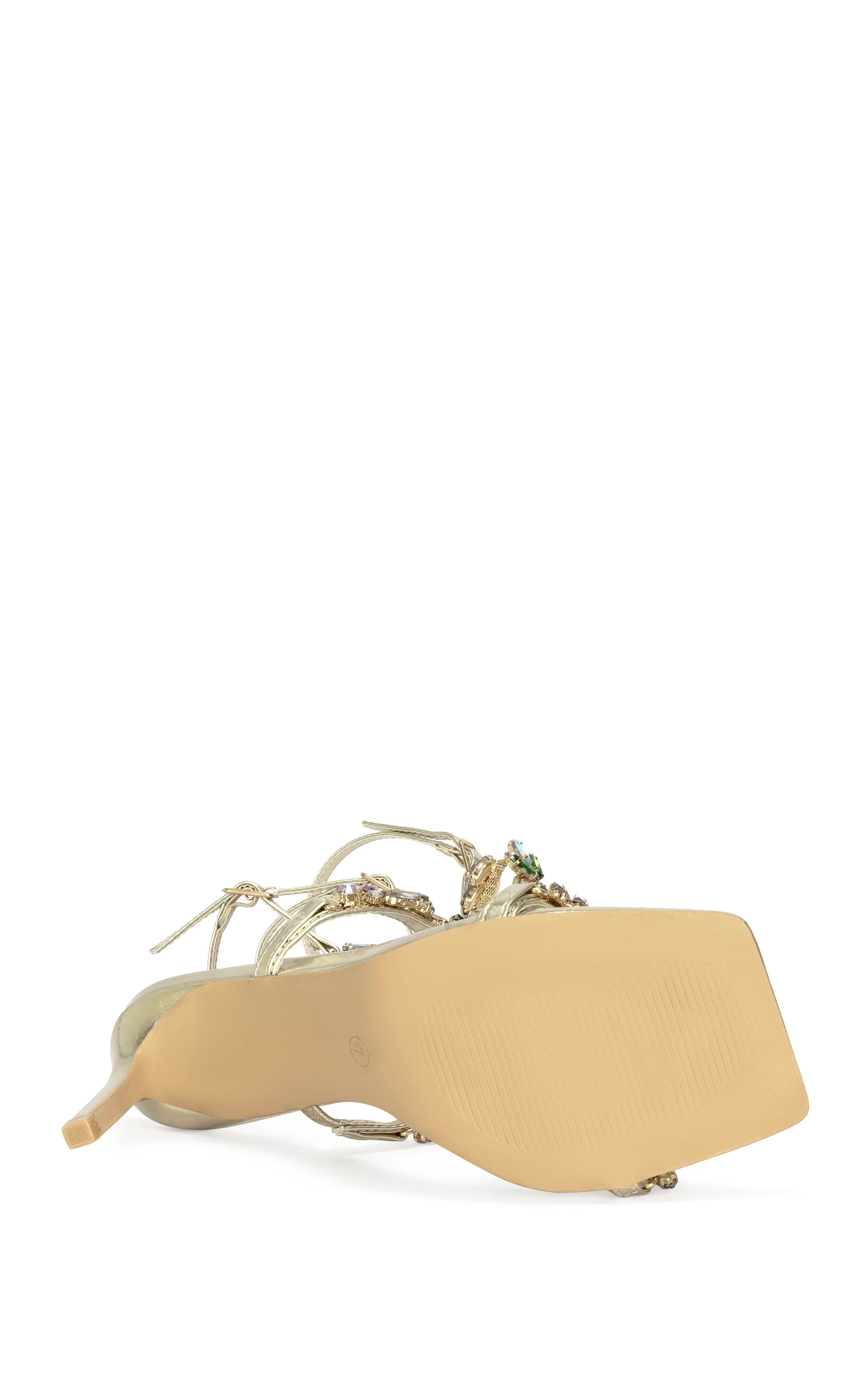 CERUS-GOLDMULTI EMBELLISHED GLADIATOR STILETTO SANDAL - Image 5
