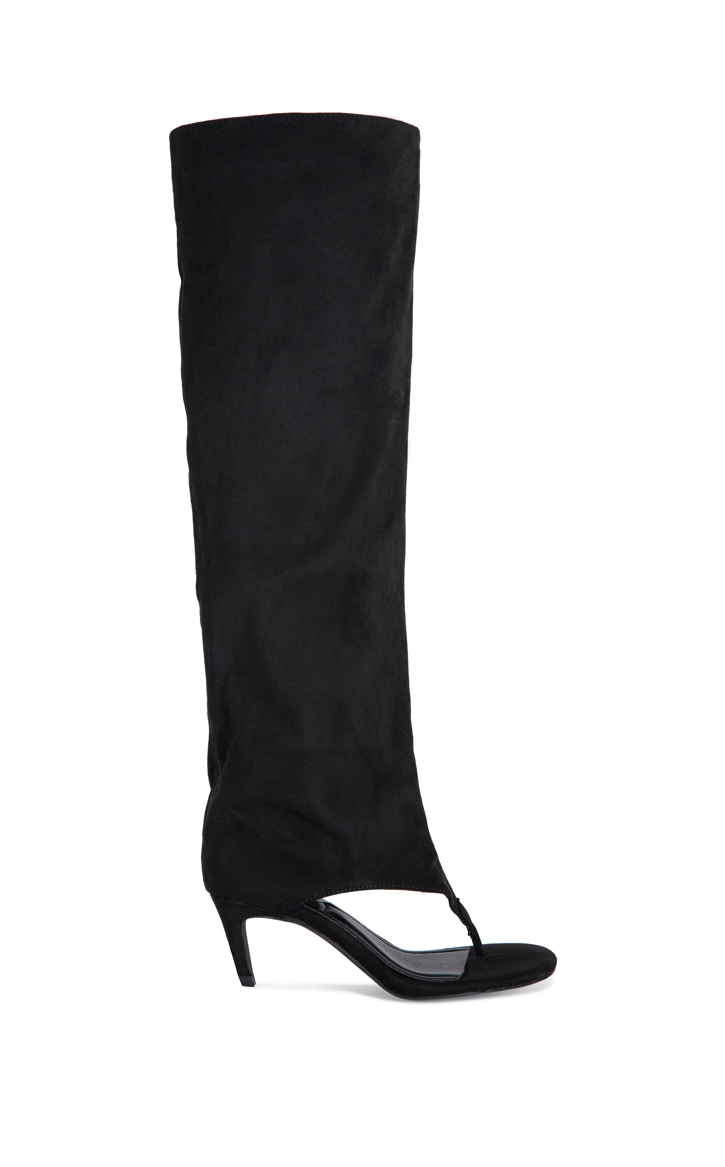 CHANDI-BLACK SLOUCHY STILETTO SANDAL BOOT