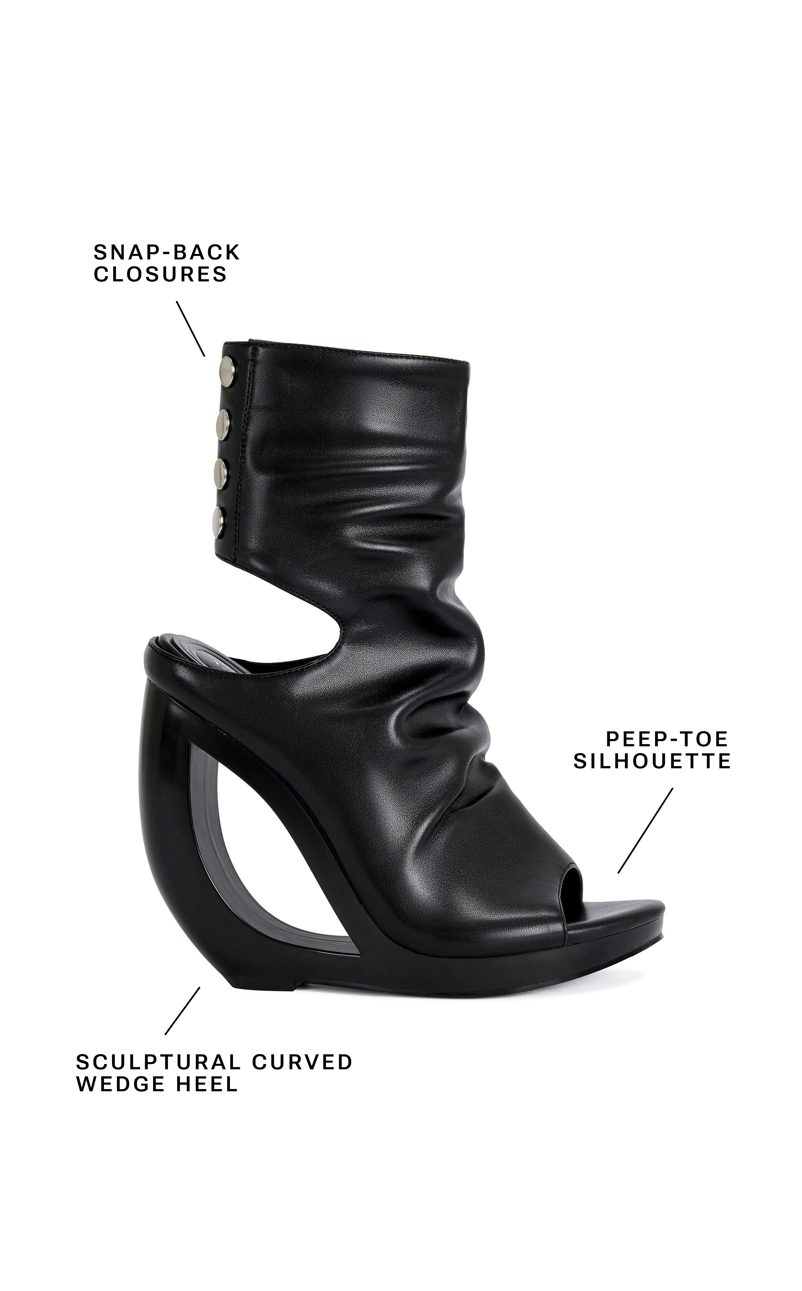 CIRCOS-BLACK WEDGE SANDAL BOOTIE - Image 6