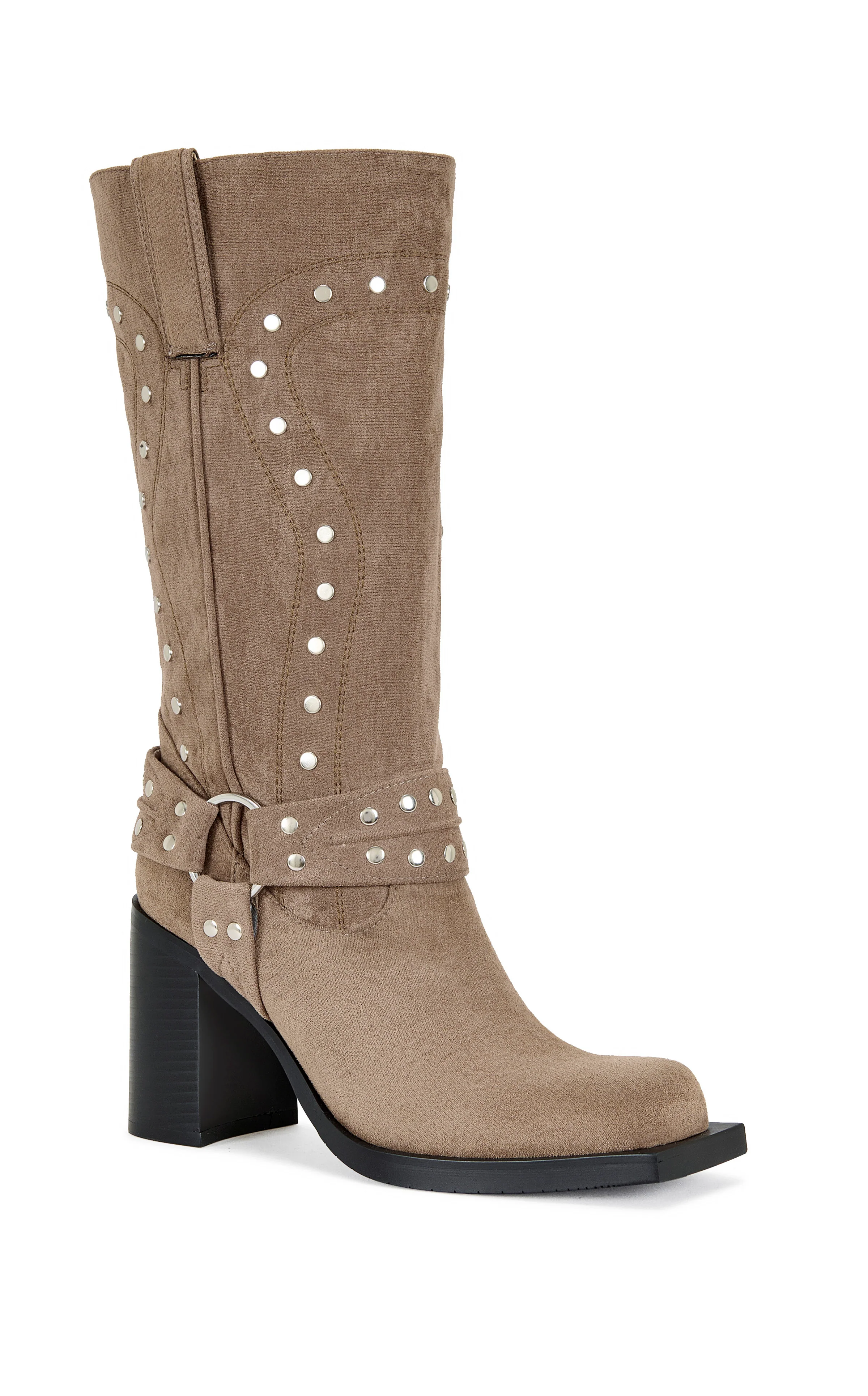 CIRILLA-BROWN CHUNKY HEELED MOTO BOOT - Image 2