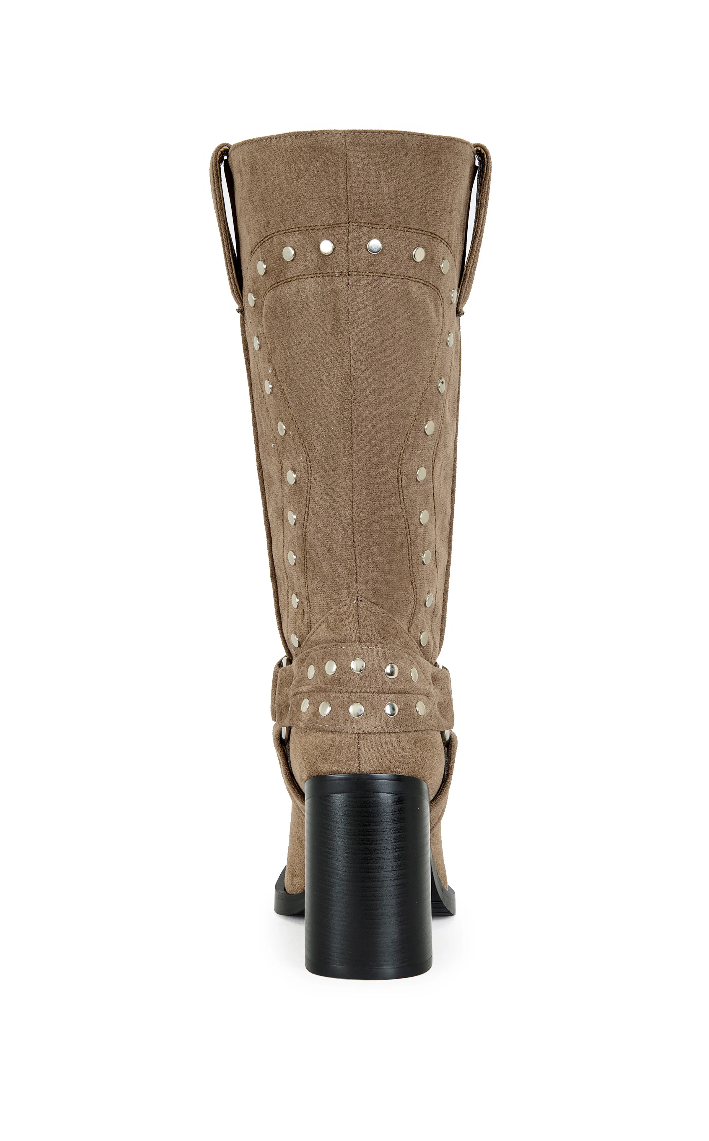 CIRILLA-BROWN CHUNKY HEELED MOTO BOOT - Image 3