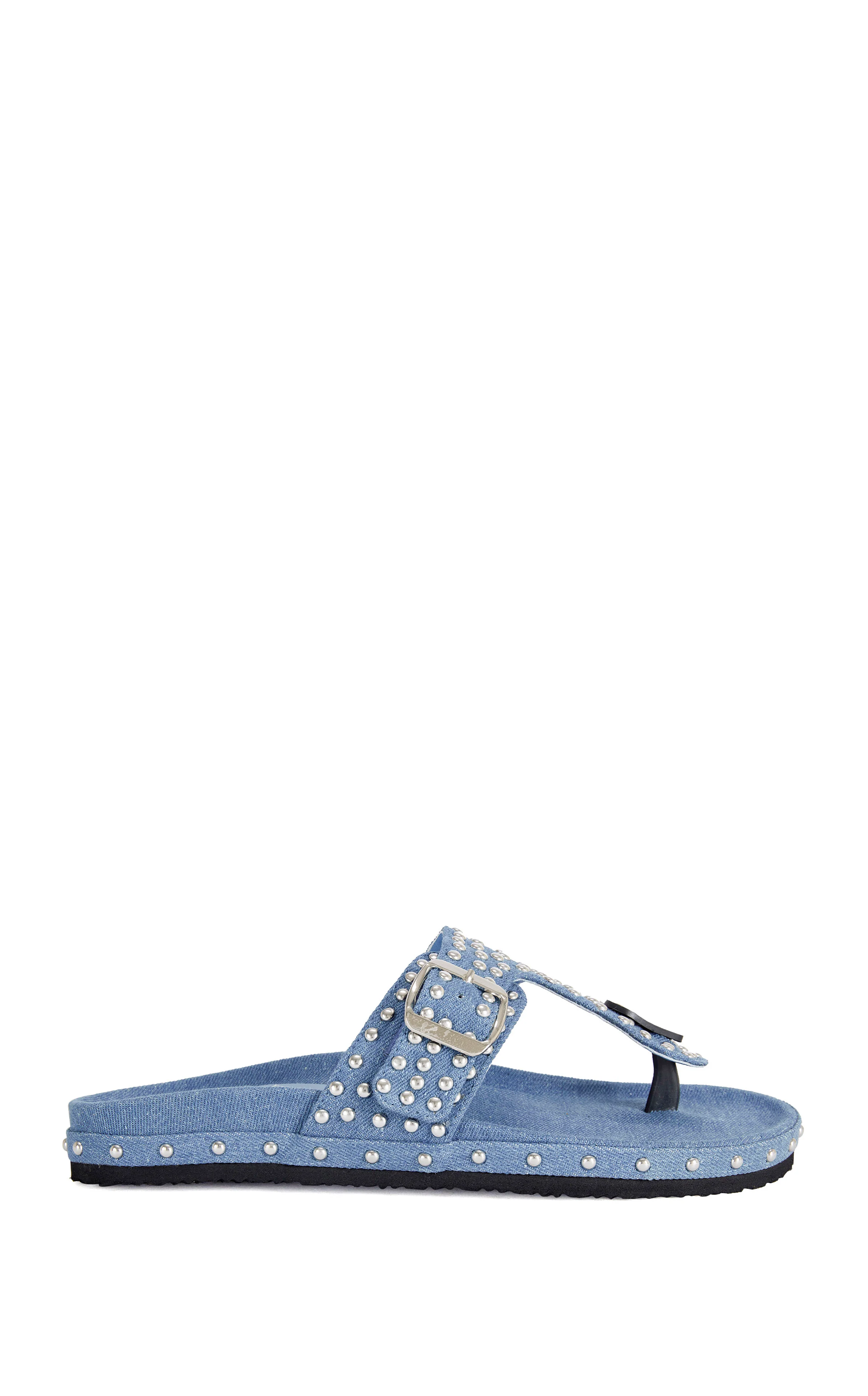 DAISYCHAIN-DENIM STUDDED THONG SANDAL