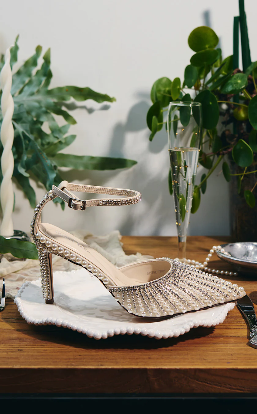 DAVINA-IVORY PEARL STILETTO PUMP - Image 2