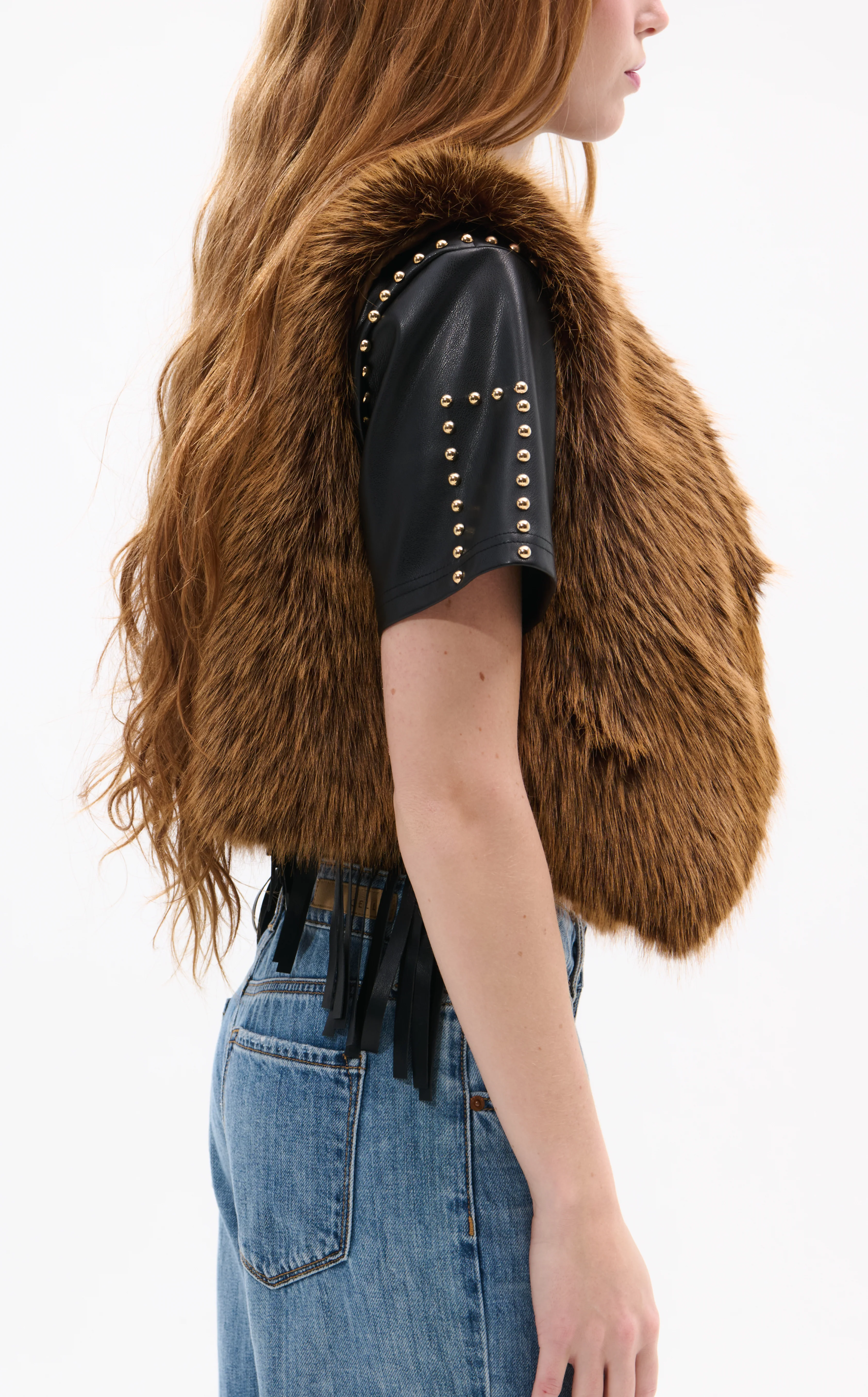 DEDRA-BROWN FAUX FUR VEST - Image 2