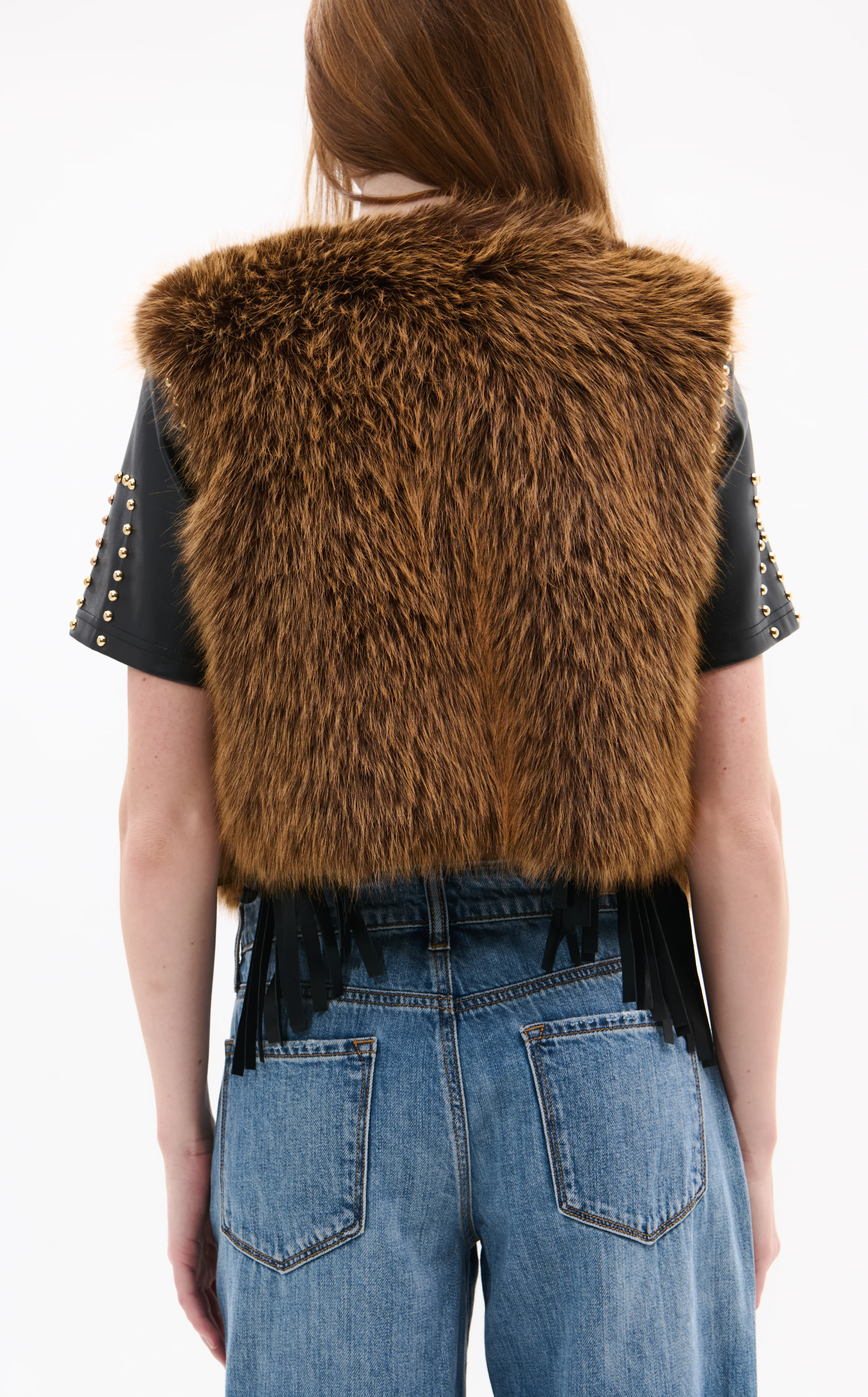 DEDRA-BROWN FAUX FUR VEST - Image 3