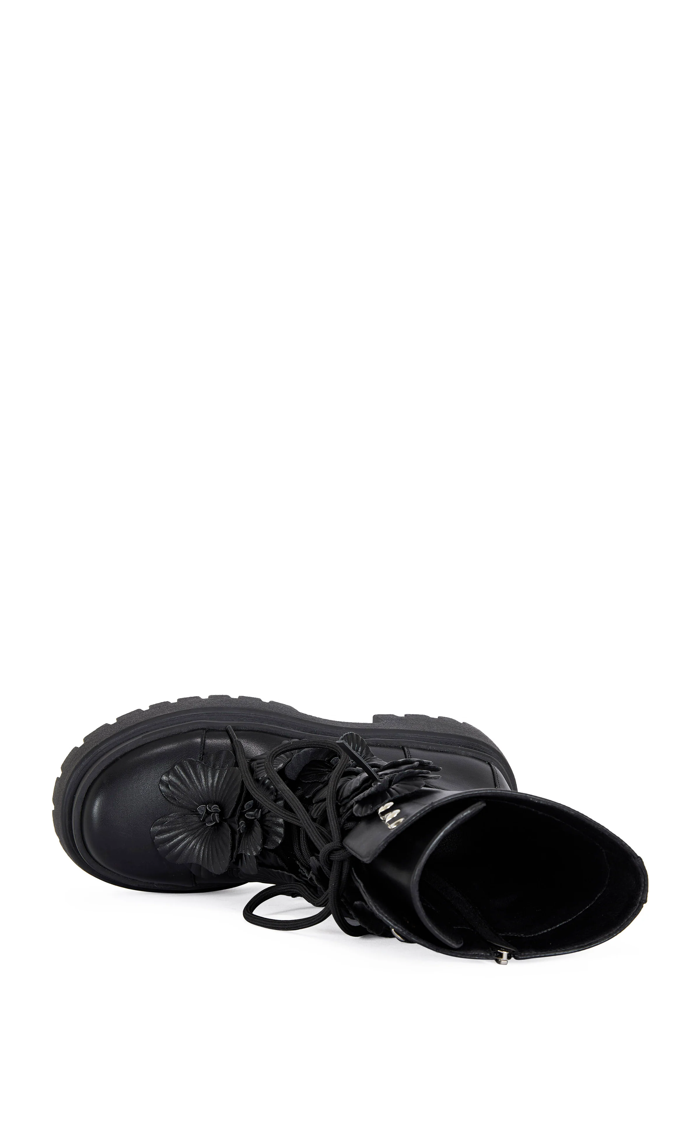 DEVOIR-BLACK 3D FLOWER COMBAT BOOTIE - Image 6