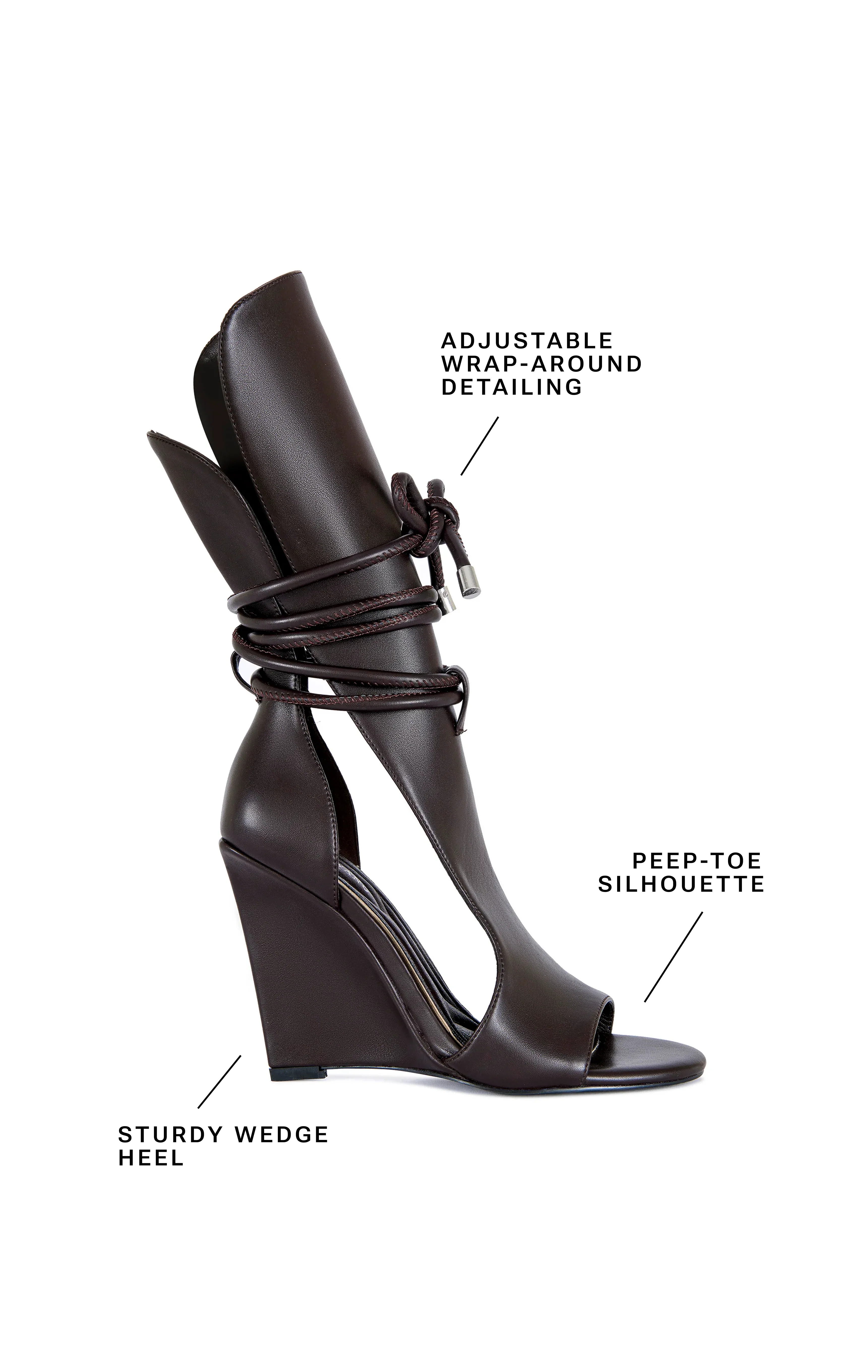 DOUMA-CHOCOLATE WRAP-AROUND WEDGE SANDAL BOOTIE - Image 6
