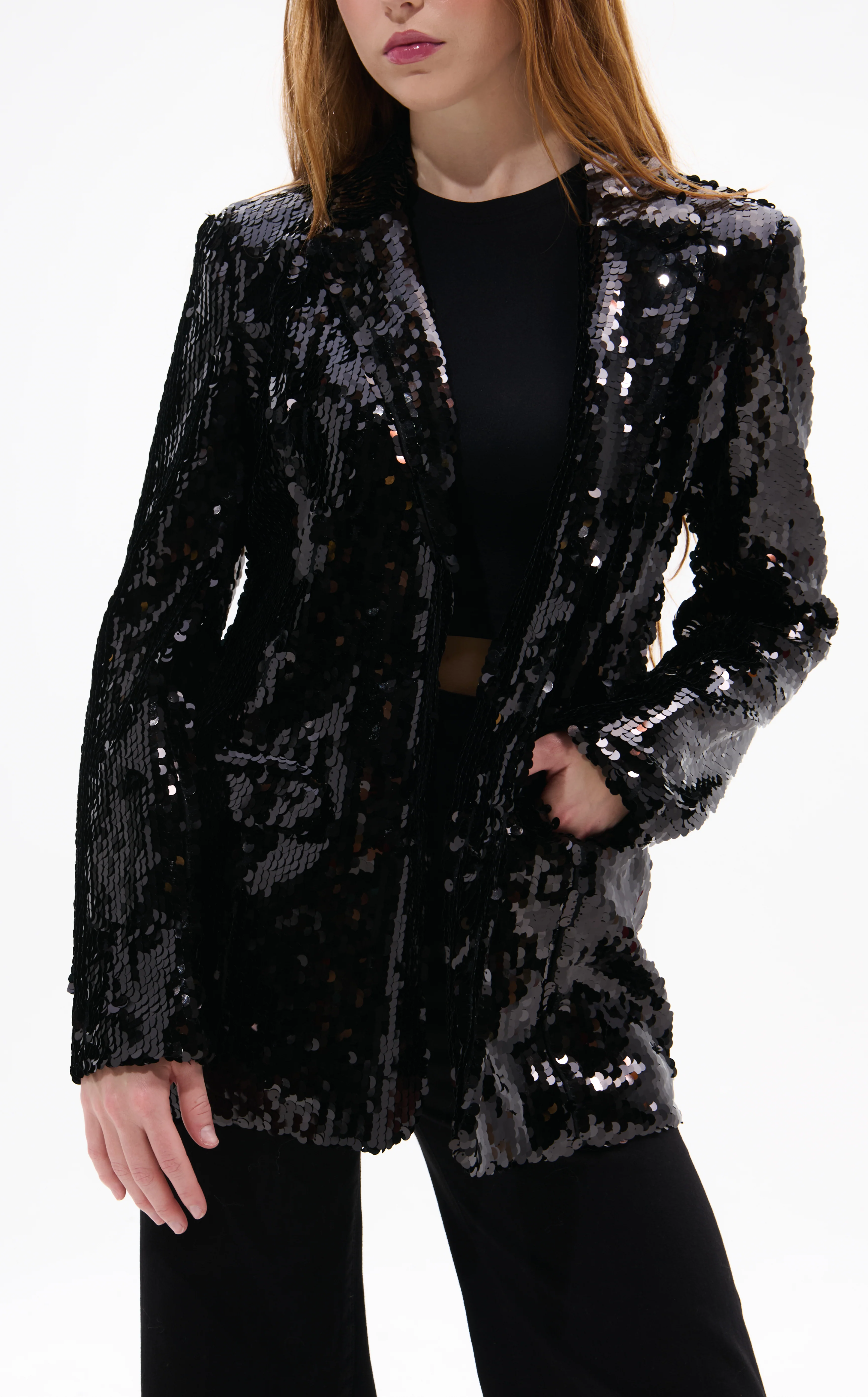 DUBAI-BLACK SEQUIN BLAZER