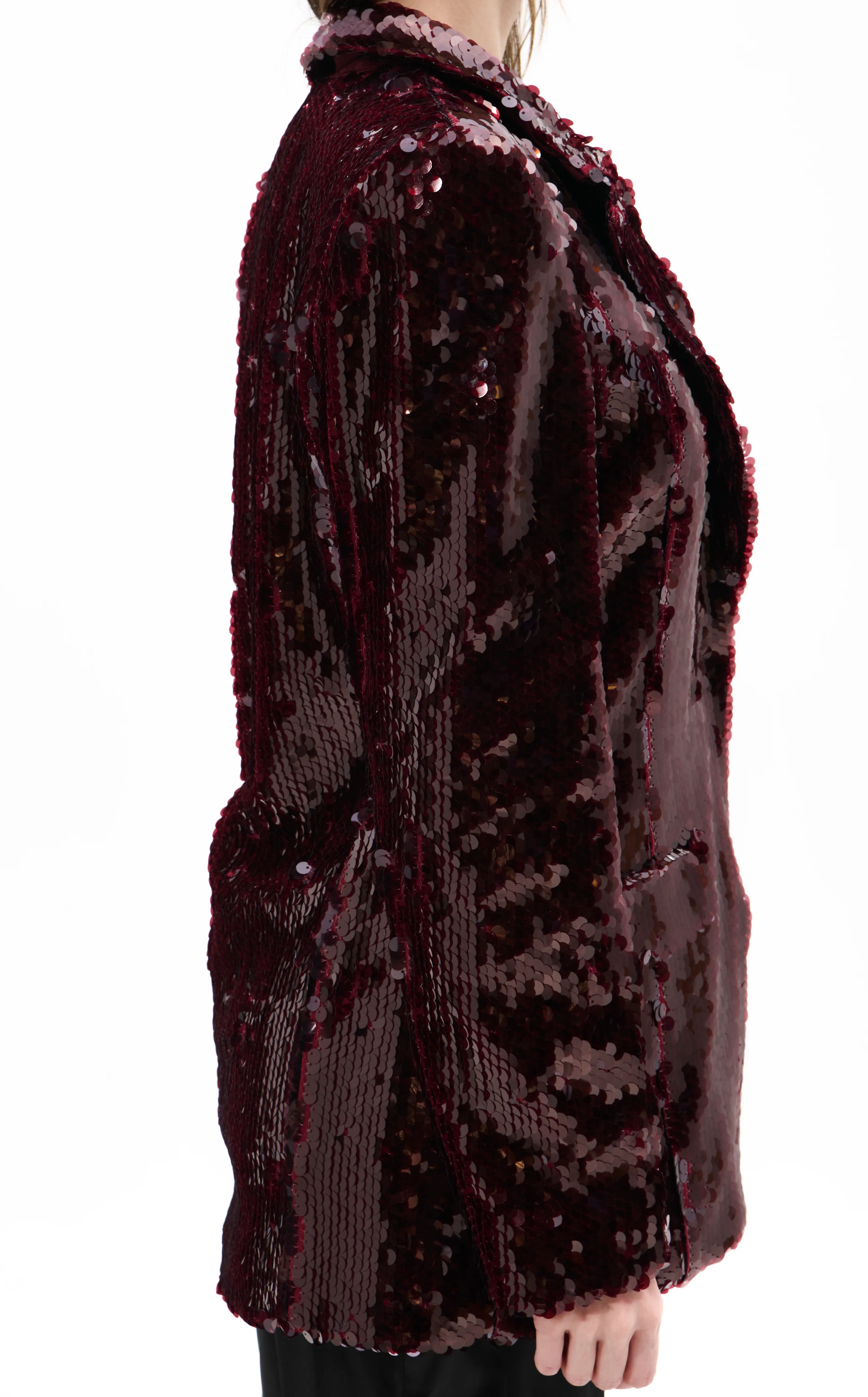DUBAI-BURGUNDY SEQUIN BLAZER - Image 4