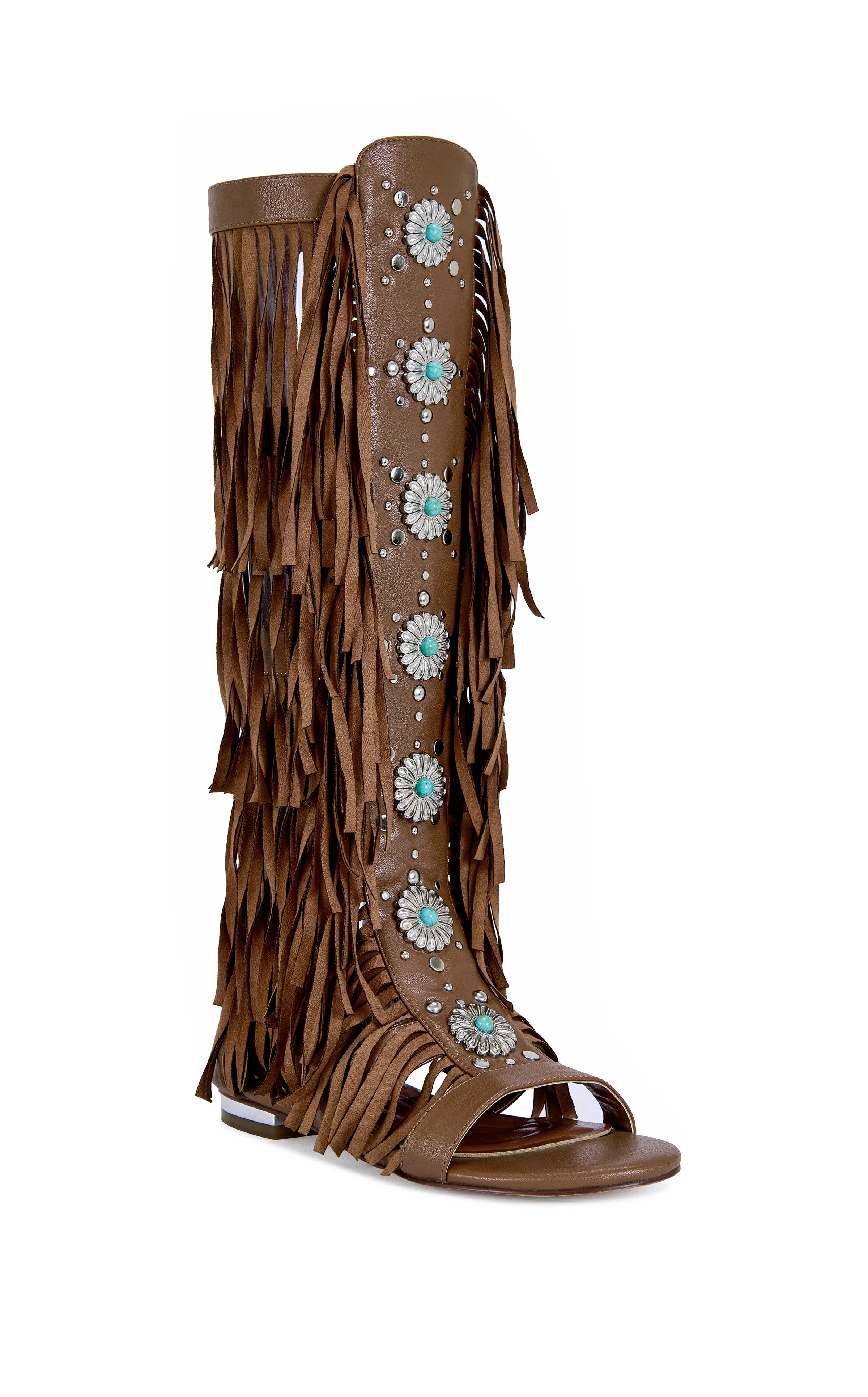 DUSTINE-BROWN FRINGE GLADIATOR FLAT SANDAL - Image 3
