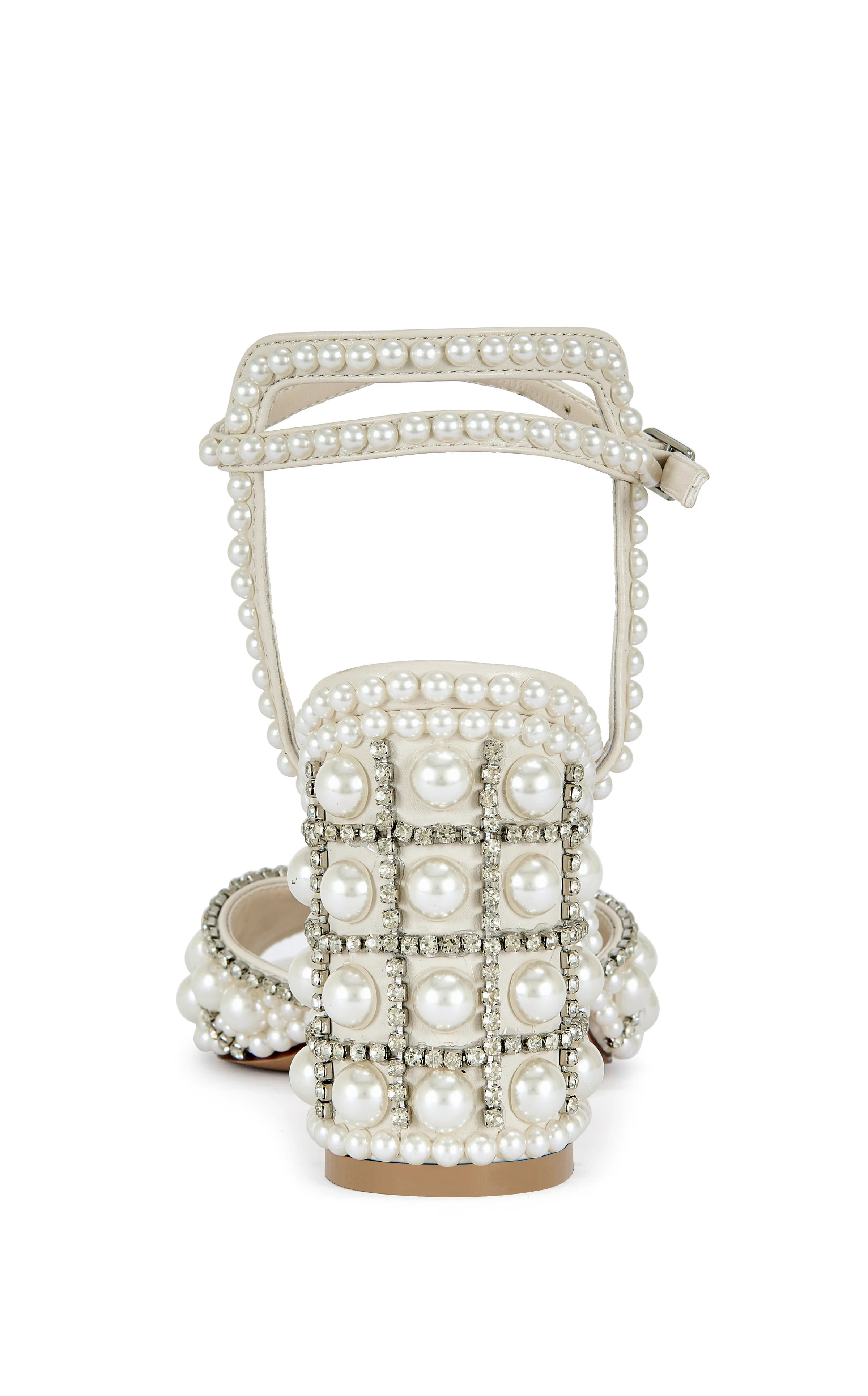 ESTEVA-WHITE PEARL BLOCK HEEL SANDAL - Image 4