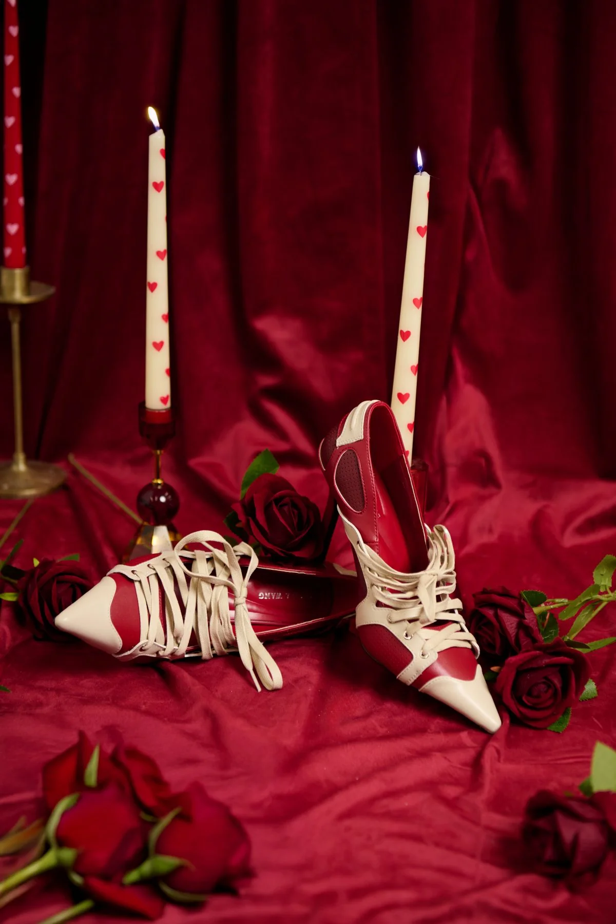 FIRESTRING-REDMULTI LACE-UP STILETTO PUMP - Image 2