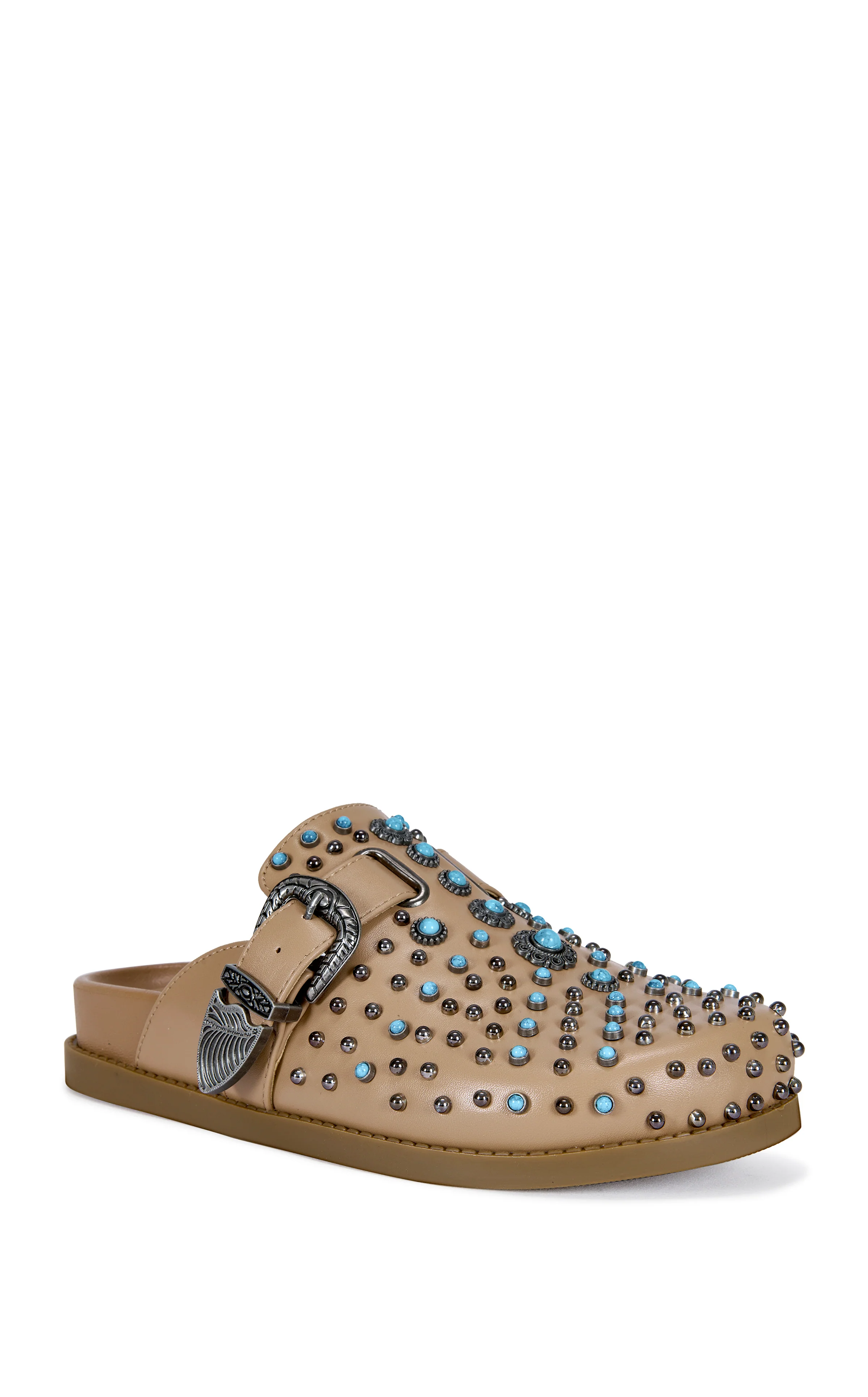 FLAIR-TAN TURQUOISE FLAT MULE - Image 2