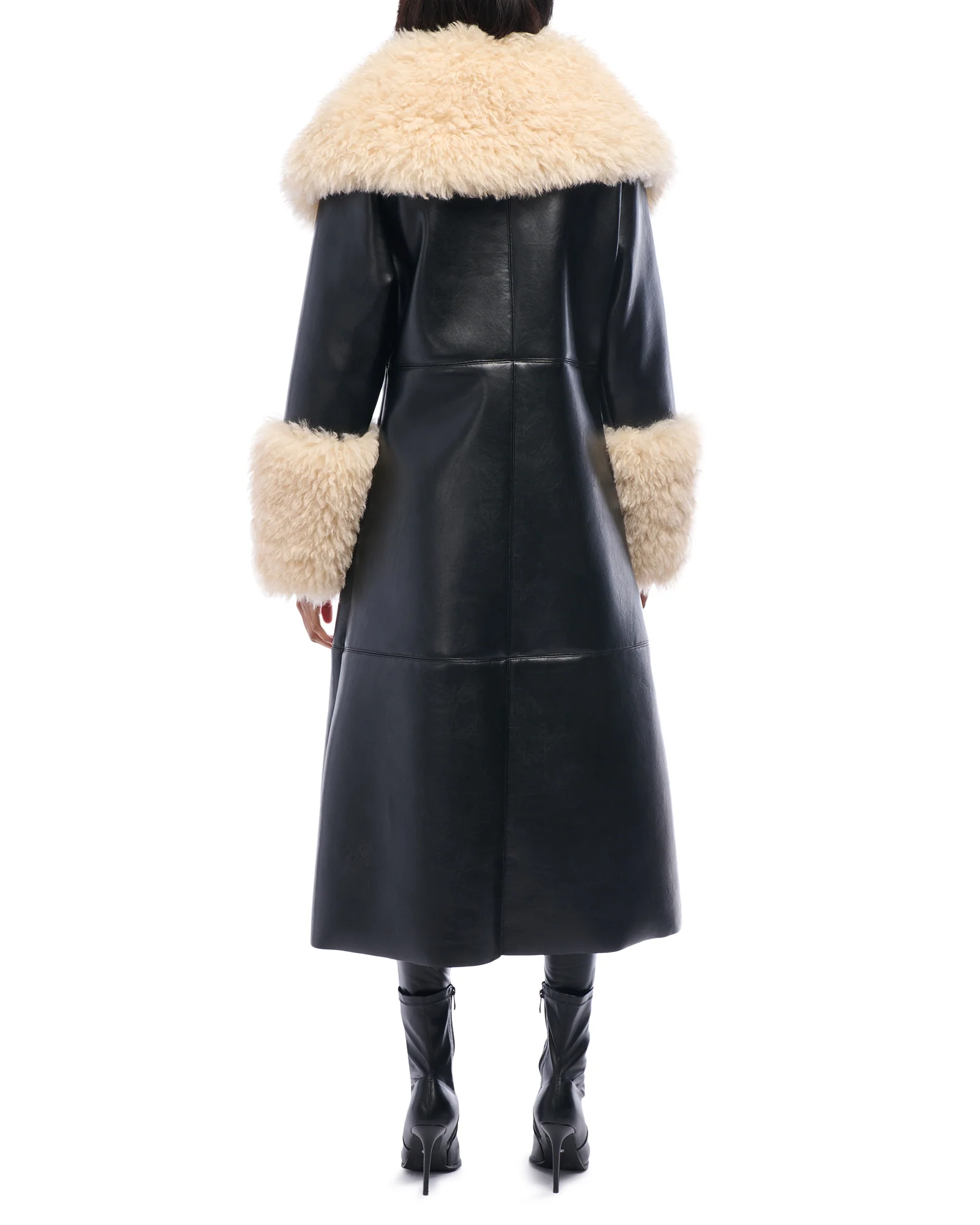 FLUFFY-TRENCH-BLACK FAUX FUR JACKET - Image 3