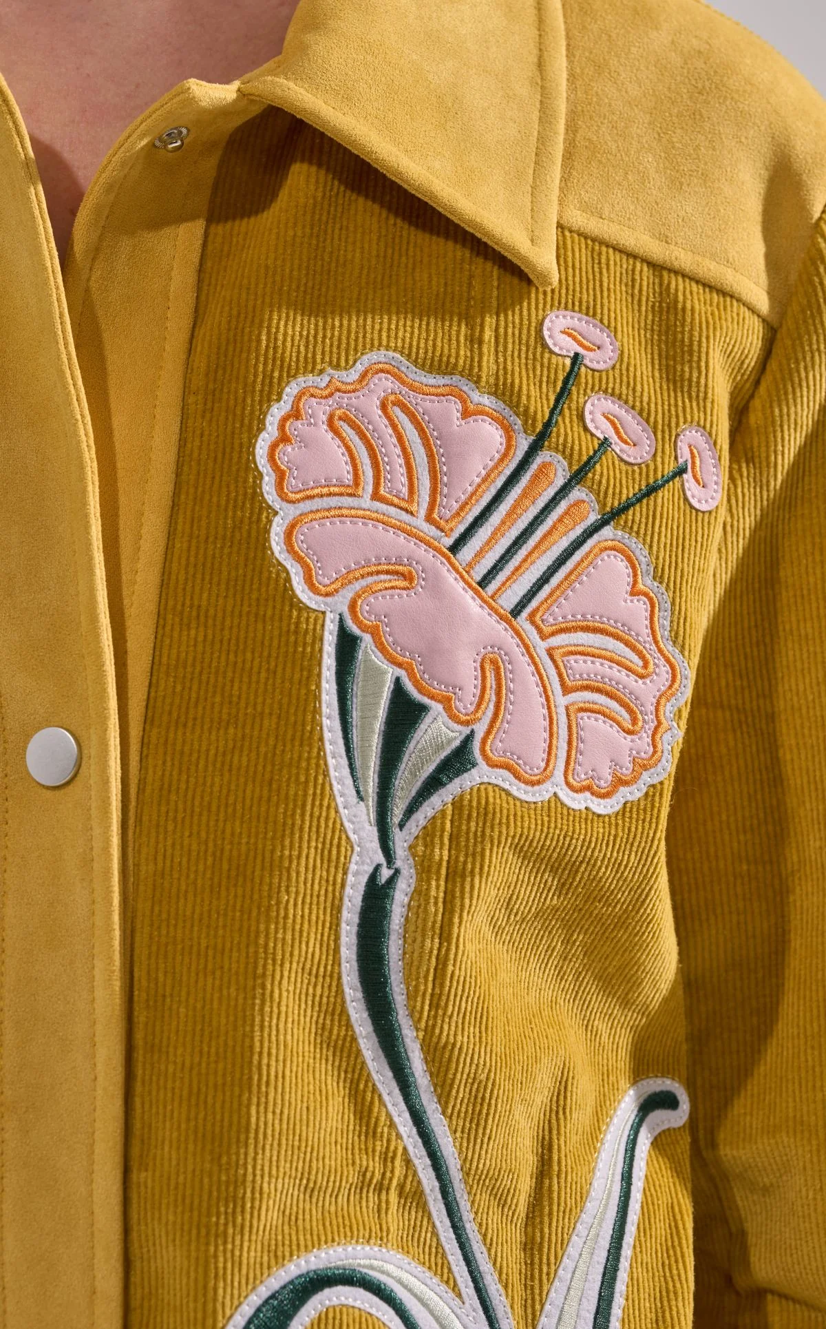GERALDINE-MUSTARD FLORAL CORDUROY JACKET - Image 5